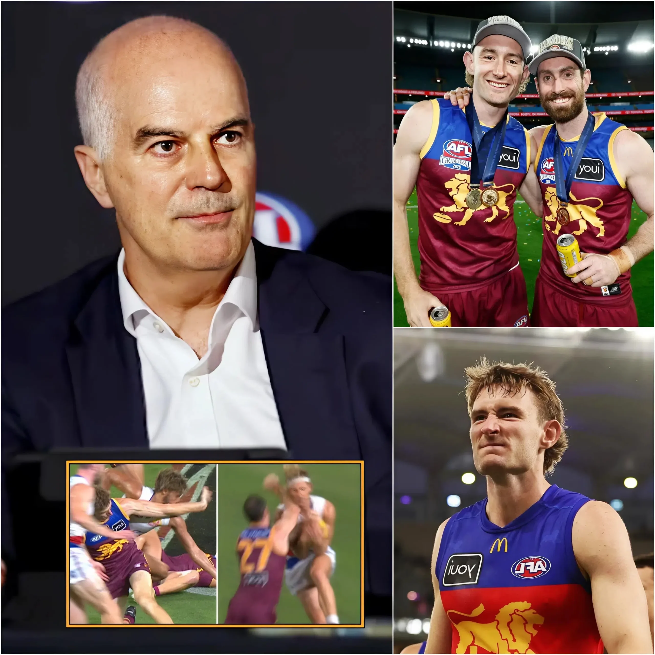 Cover Image for 🚨 Explosive: AFL has made a shocking decision by announcing a massive fine against Harris Andrews and Darcy Gardiner, two defensive stars of the Brisbane Lions, for high