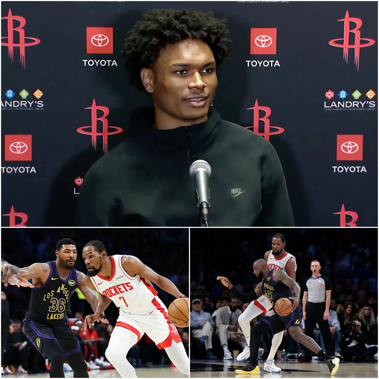 Cover Image for 🔥🏀 “He destroyed our lineup, it was really devastating.” This emotional statement by Amen Thompson about a Lakers player has caused a huge stir in the public.