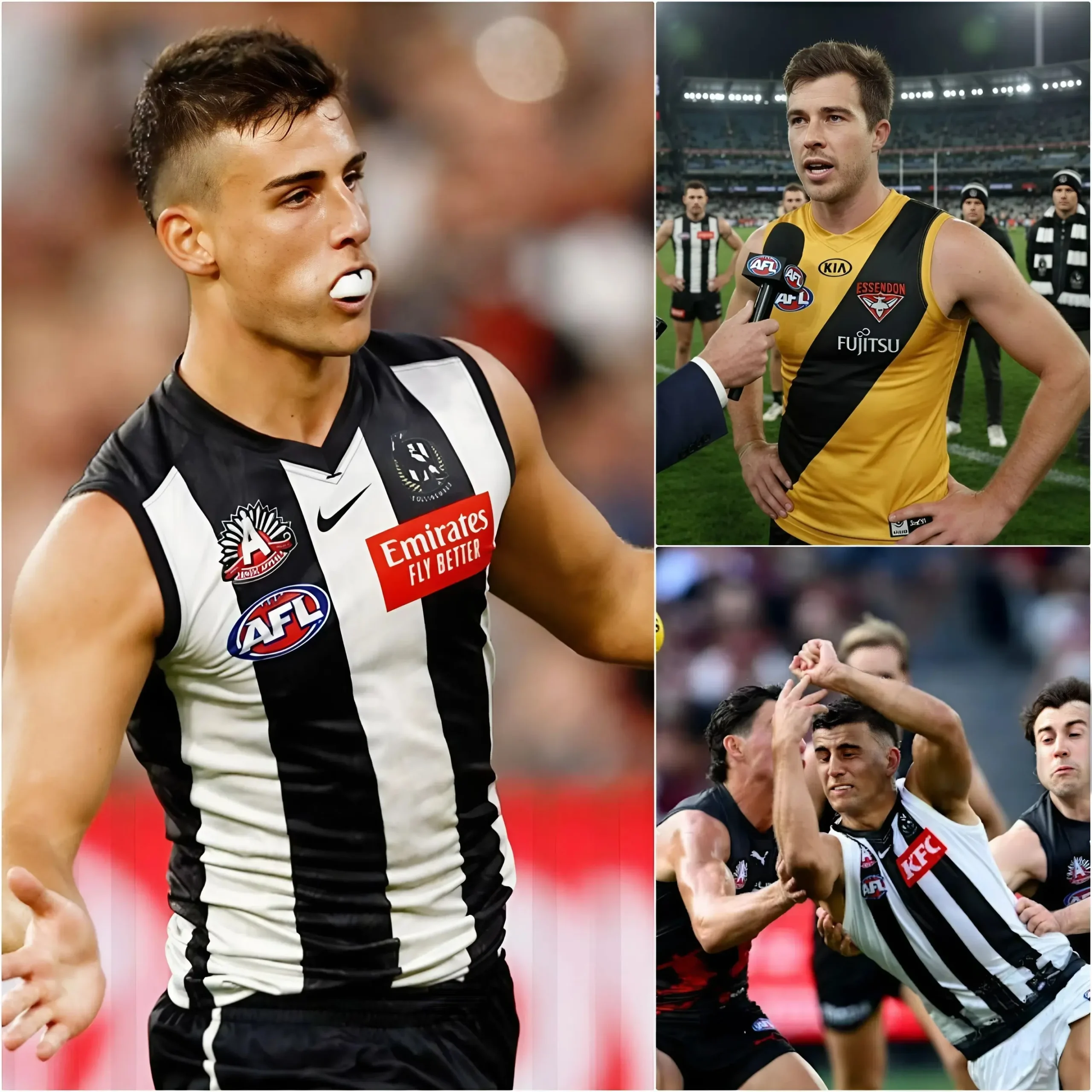 Cover Image for “HE’S A CHEAT” – Just moments after the humiliating 60-137 defeat, with a 77-point margin in Collingwood Magpies’ home game, Essendon captain Zach Merrett – his face flushed with anger and disbelief – pointed directly at Nick Daicos of Collingwood and loudly accused him of “cheating.