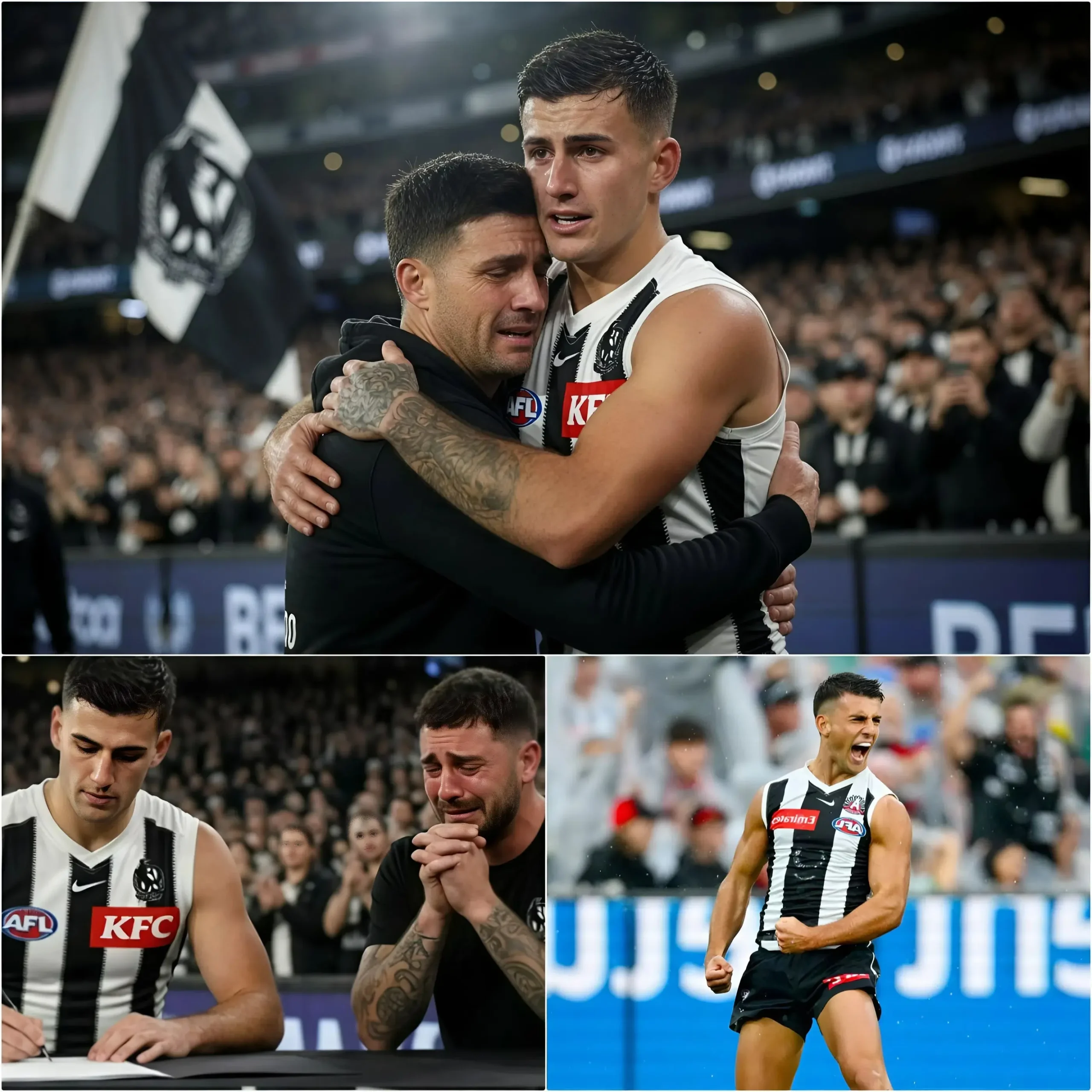 Cover Image for 💥 Security staff were about to detain him, but Nick Daicos shook his head and said, “Let him come up on stage.” A man, his face covered in tears, was desperately trying to hand over a handwritten note during a fan meet-and-greet event right after the game against the Essendon Bombers.