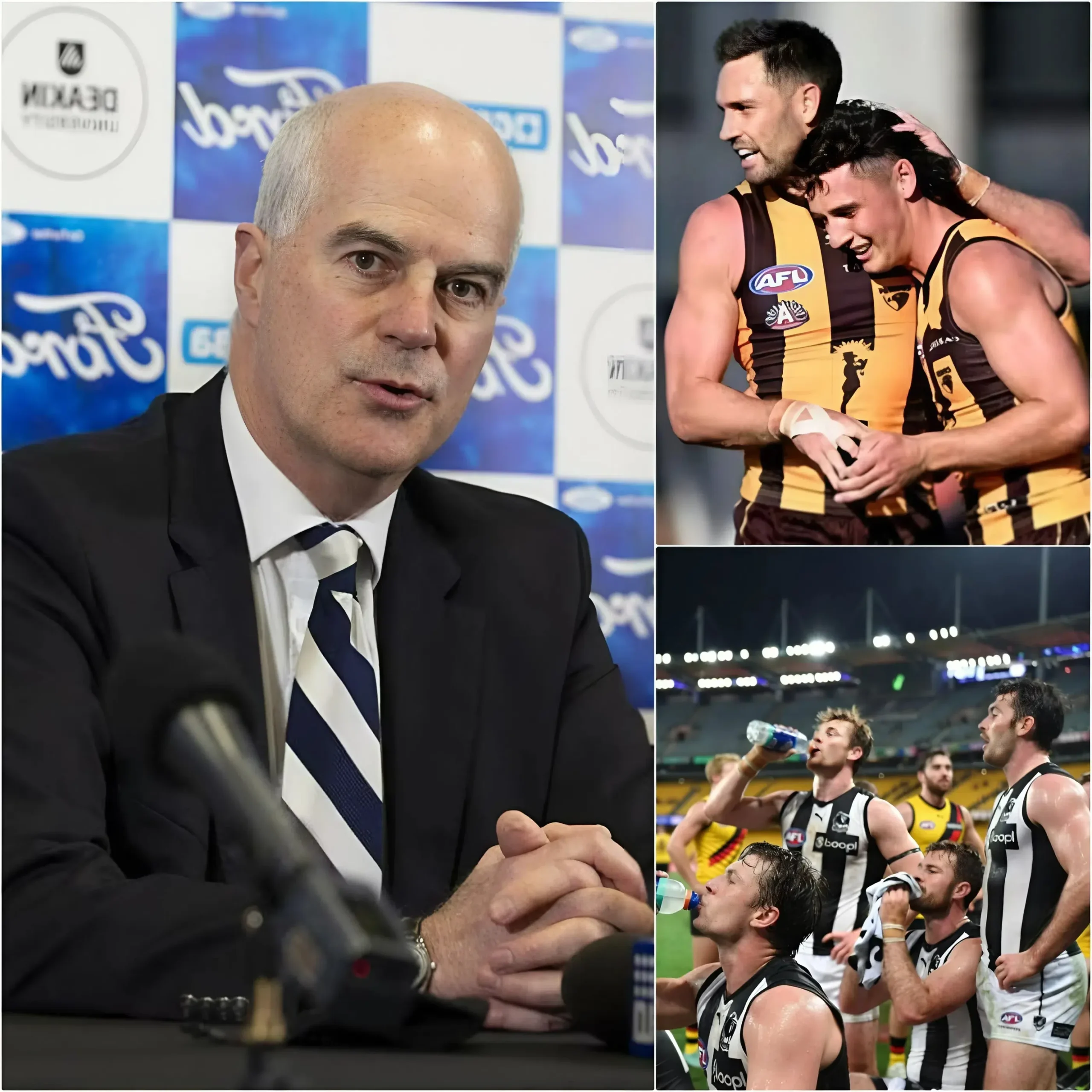 Cover Image for BREAKING NEWS: After several hours of investigation, AFL president Craig Drummond revealed that the water samples used by the entire Collingwood Football Club team during the match between Collingwood and Essendon were examined.