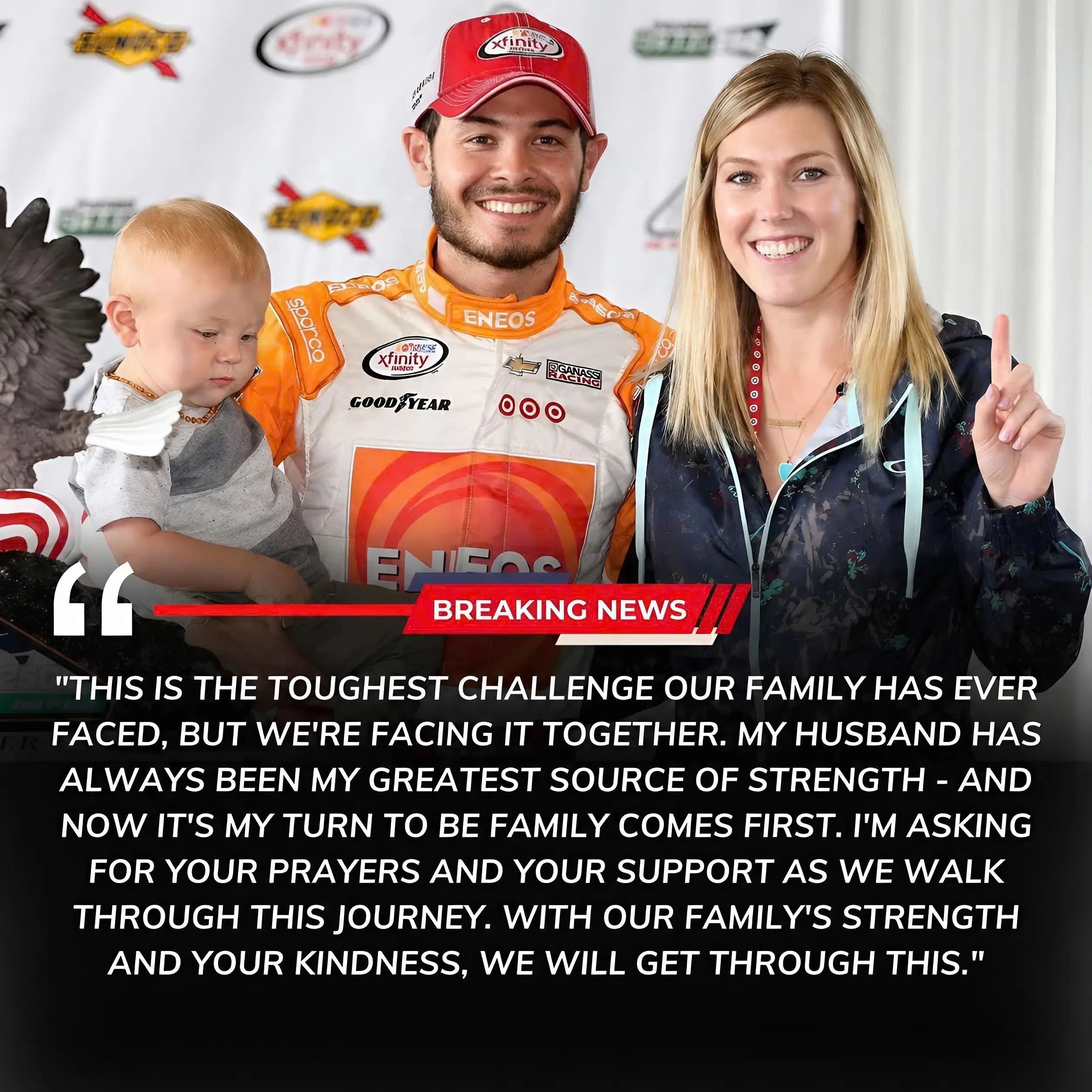 Cover Image for 😭❤️ A Heartbreaking Moment The racing world fell silent as Kyle Larson and his wife, Katelyn Sweet, shared an emotional announcement that left fans in tears.