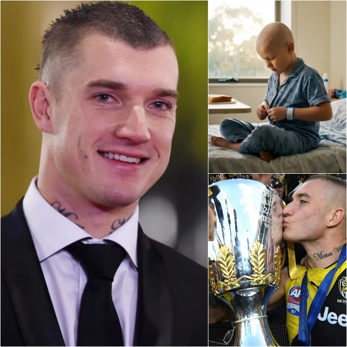 Cover Image for 💔 An 9-year-old boy battling a malignant brain tumor expressed his last wish: to speak with his idol, Dustin Martin. But what Dustin did was more than just a phone call… he did so much more, leaving the entire hospital and the boy’s family completely stunned and speechless.