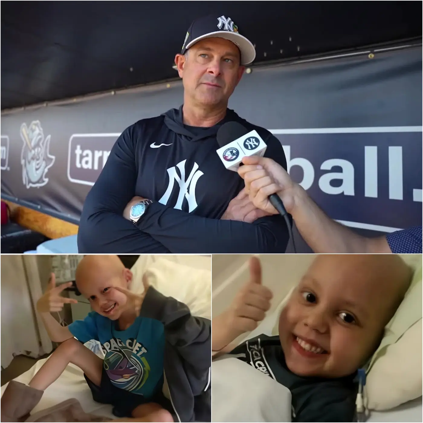 Cover Image for A 9-year-old girl battling terminal brain cancer had one final wish. Not Disneyland. Not princesses. Not even a miracle. All she wanted was to meet her idols: Aaron Boone, the manager of the New York Yankees, and his wife, Laura Boone.