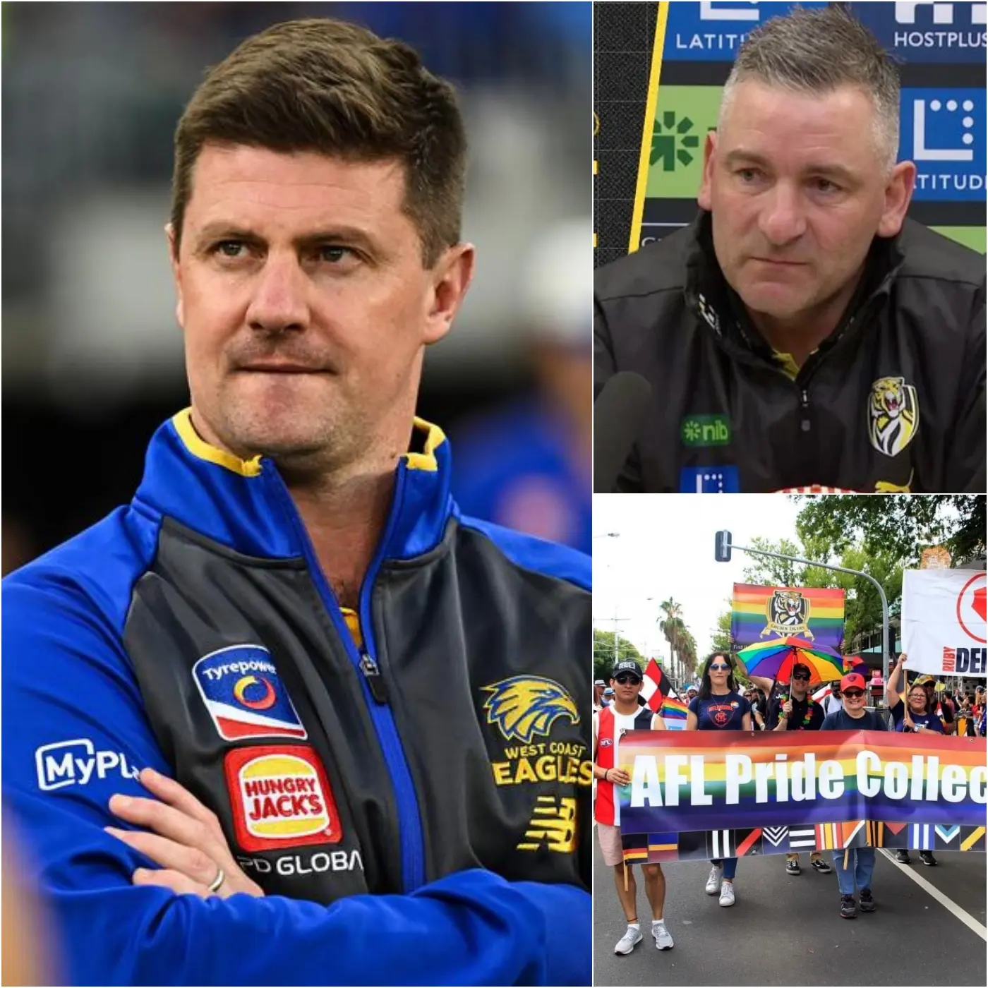 Cover Image for West Coast Eagles senior coach Andrew McQualter proposed banning all Richmond Tigers fans from Optus Stadium for a completely absurd reason — especially LGBT fans