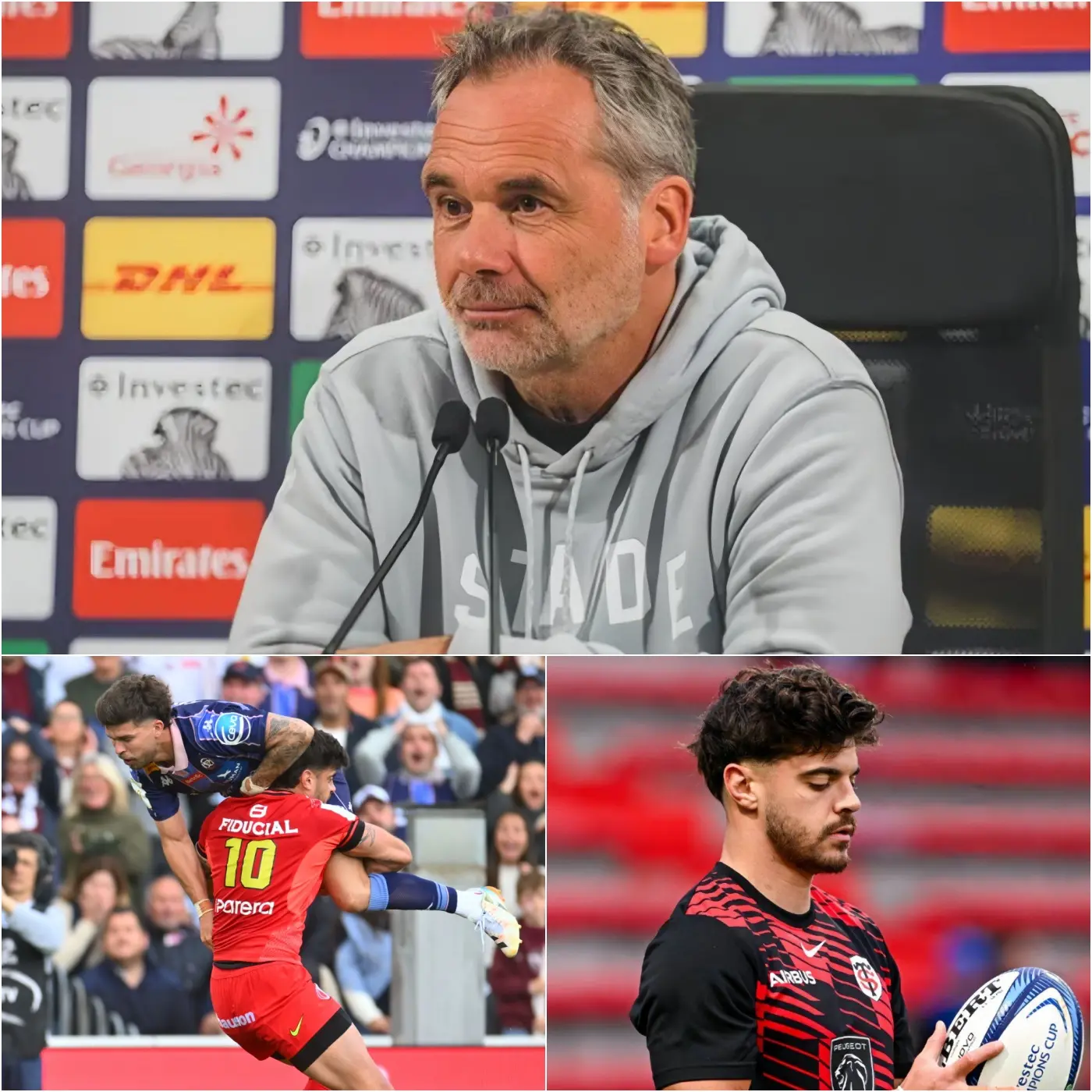Cover Image for Il y a 10 minutes : l’entraîneur principal du Stade Toulousain, Ugo Mola, a brisé le silence avec une déclaration forte pour défendre Romain Ntamack