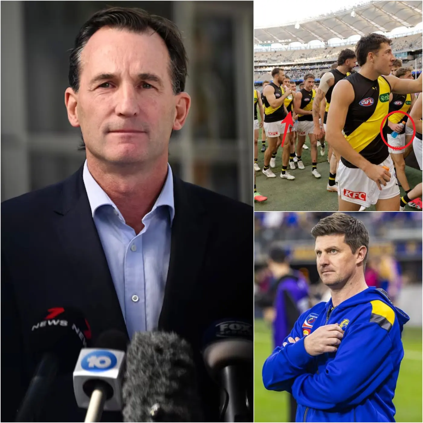 Cover Image for BREAKING NEWS: After hours of investigation, AFL CEO Andrew Dillon officially announced that water samples used by the entire Richmond Tigers squad during the match between Richmond and West Coast had been tested