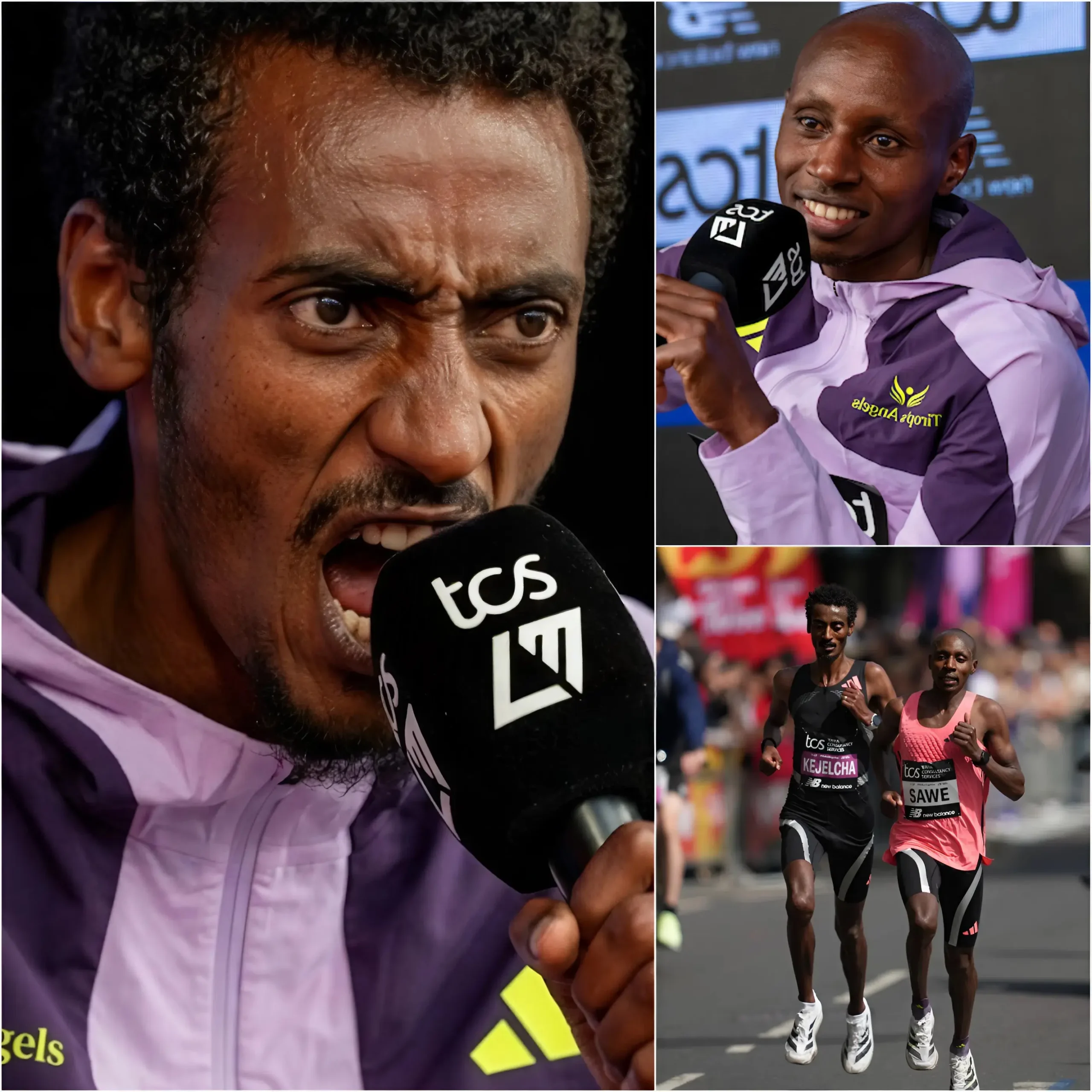 Cover Image for “DISGUSTING! HOW CAN YOU PRAISE SUCH A DESPICABLE CHEATER?” 💥A shocking scandal rocked the TCS London Marathon 2026 when Yomif Kejelcha accused Sabastian Sawe of attaching motors to his shoes to cheat the record, and Sawe’s 9-word response silenced the accuser in humiliation!
