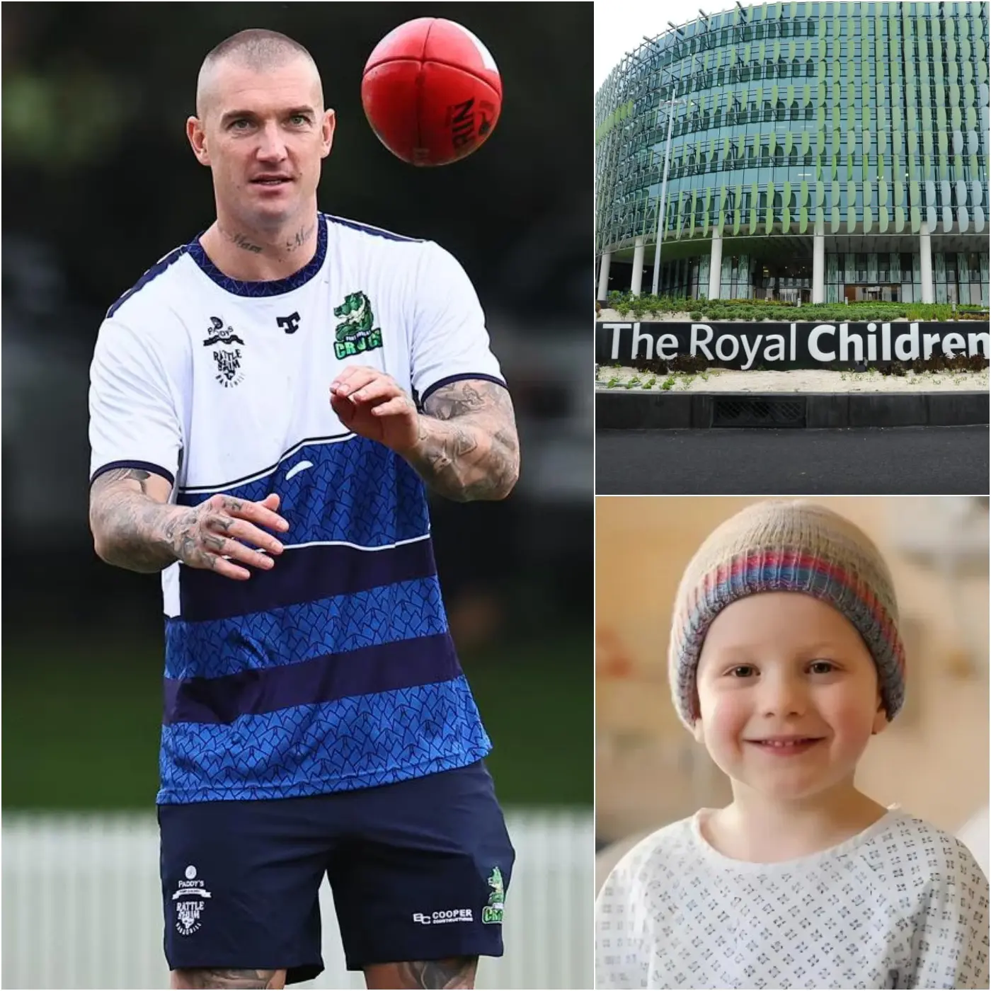 Cover Image for 💖 GRATITUDE FROM THE CAPITAL – THE HEART OF THE COMMUNITY 🏉: A children’s hospital in East Melbourne decided to honor Dustin Martin for his tireless contributions and the positive impact he has had on young patients throughout their recovery