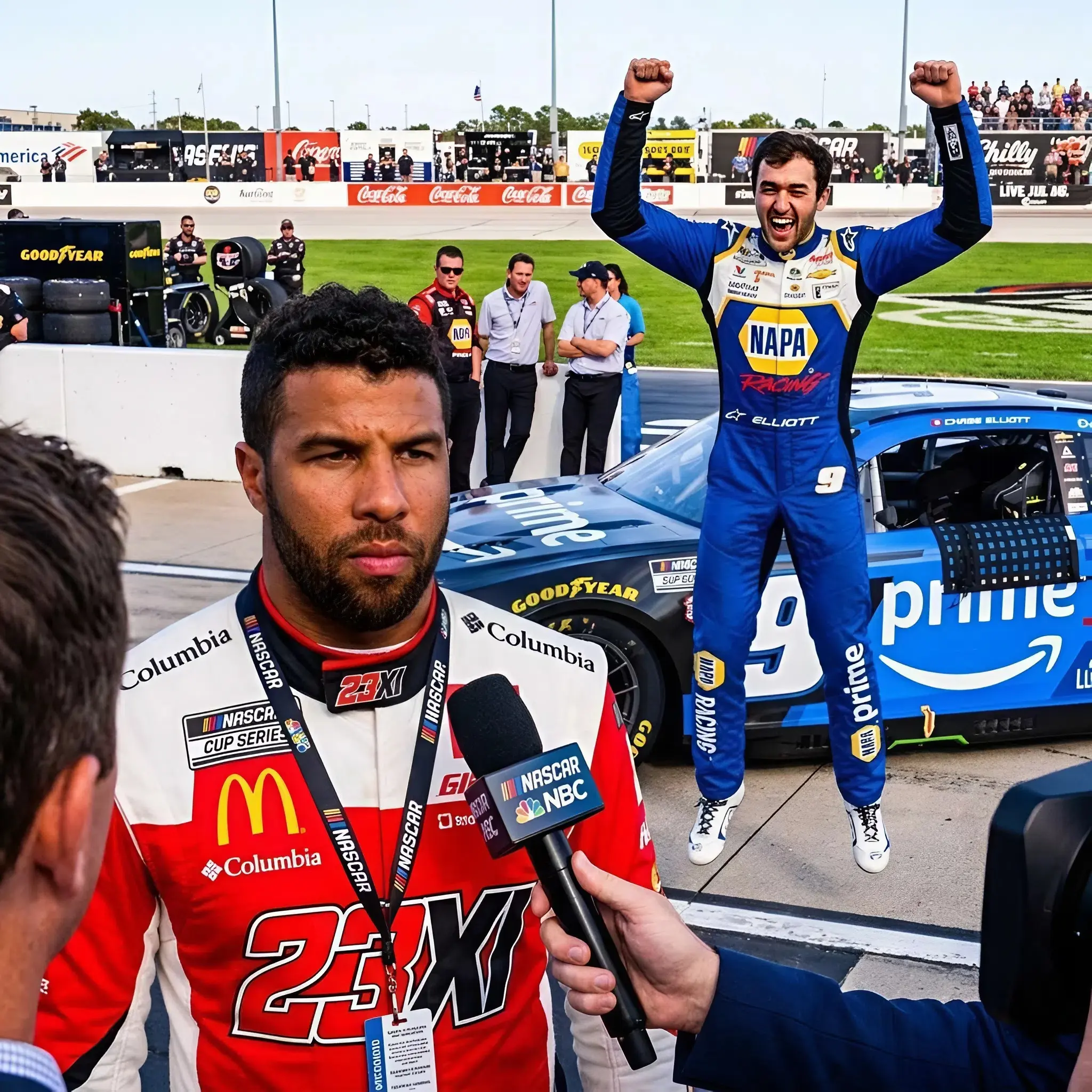 Cover Image for 🚨 HOT NEWS: Bubba Wallace surprised everyone by claiming that Chase Elliott’s victory was only due to luck and the superior engine of the Chevrolet Camaro ZL1 1LE. Elliott immediately fired back, leaving Bubba Wallace completely embarrassed and caught off guard.