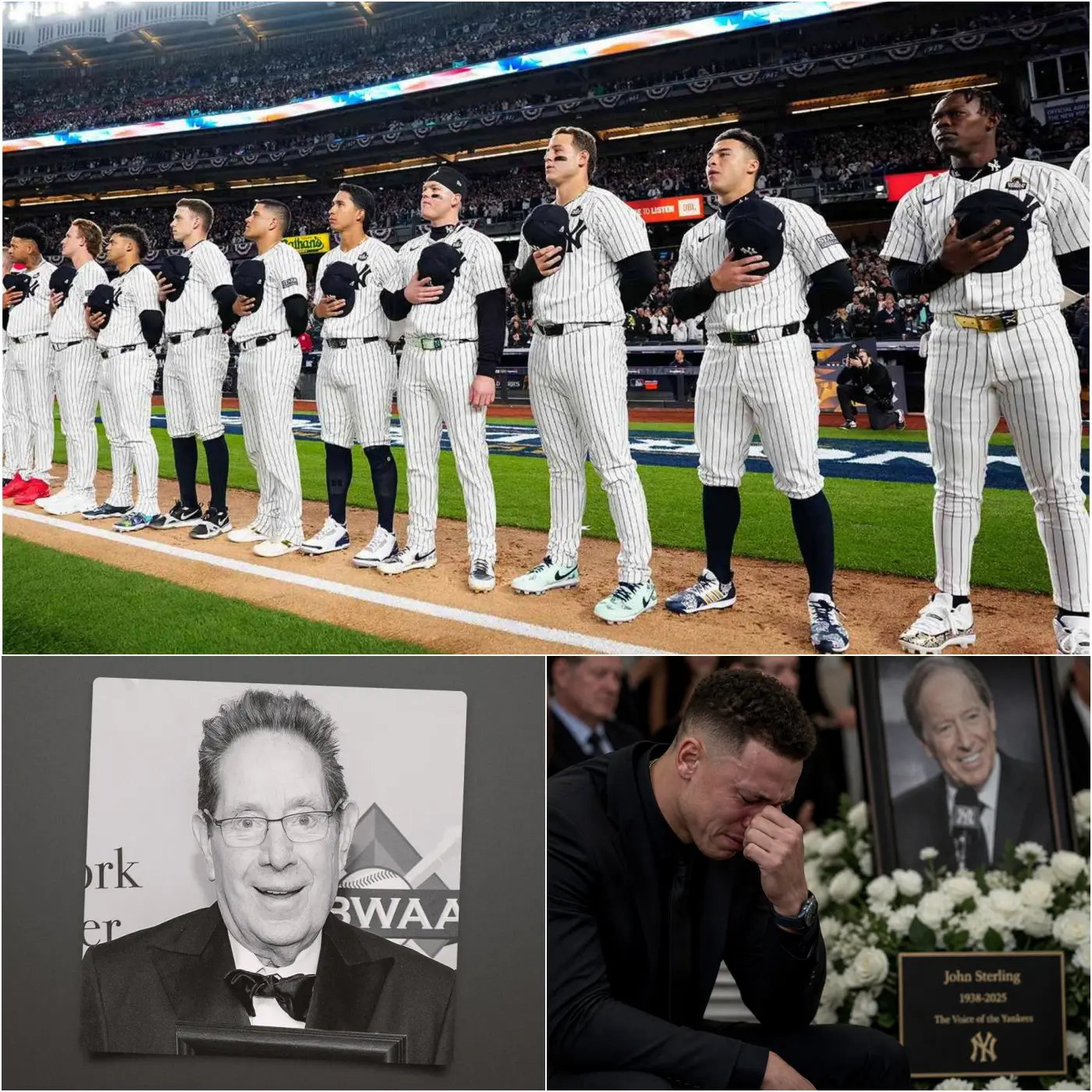 Cover Image for Breaking News: The entire New York Yankees team held its breath as John Sterling’s hearse slowly rolled forward. All eyes were fixed on the flawless white floral arrangement, adorned with a mysterious ribbon bearing the letter “M” and a small crown.