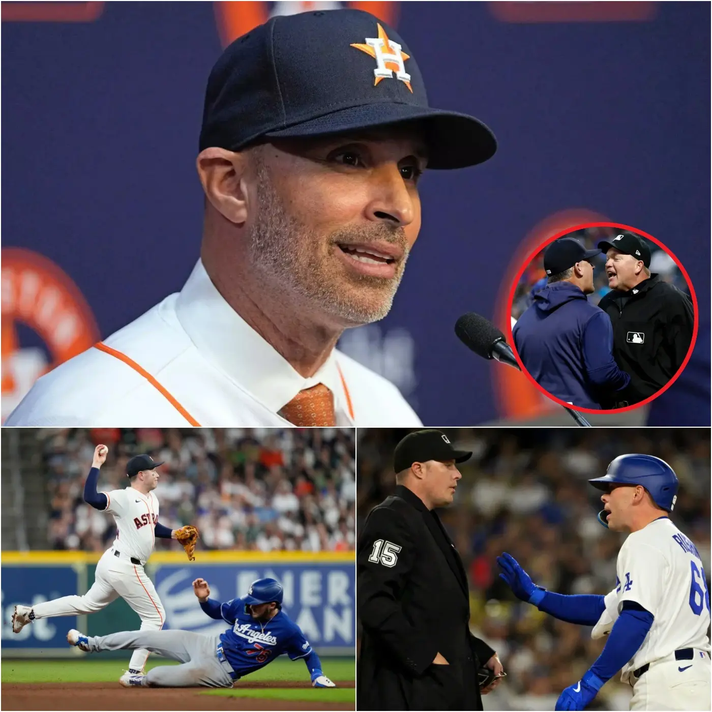 Cover Image for “IT WAS A BLATE ROBBERY!” Houston Astros head coach Joe Espada exploded after two heartbreaking losses against the Los Angeles Dodgers