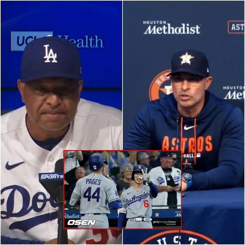 Cover Image for The Los Angeles Dodgers secured a commanding 12–2 victory over the Houston Astros, yet the most explosive moment of the night unfolded far from the diamond, inside the press room after the final out.