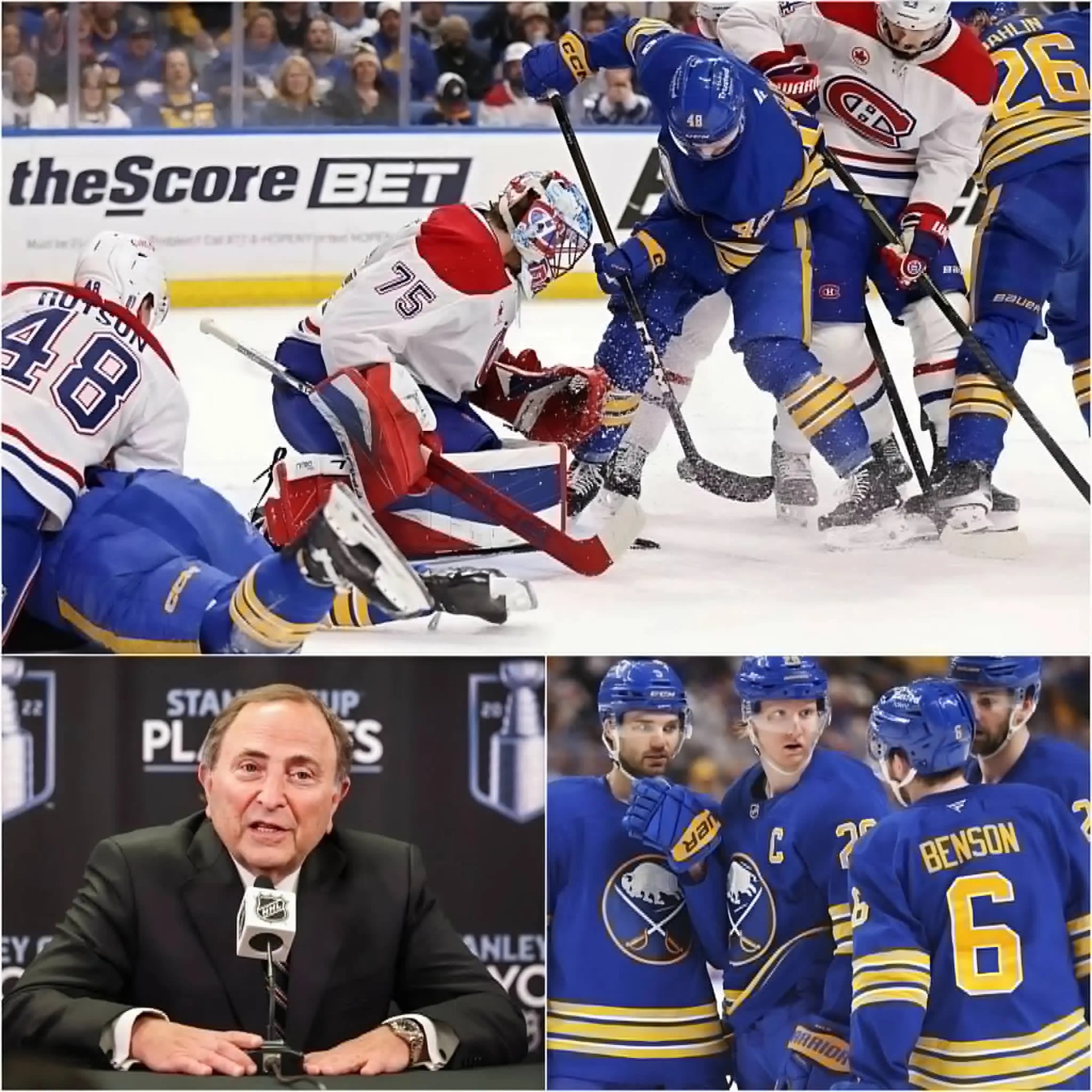 Cover Image for 🚨 INFO DE DERNIÈRE MINUTE : Moins de 12 heures après le deuxième match, Gary Bettman a fait une annonce stupéfiante, confirmant les sanctions les plus sévères contre les Sabres de Buffalo tout en révélant de graves allégations impliquant trois joueurs clés ciblant des membres des Canadiens de Montréal