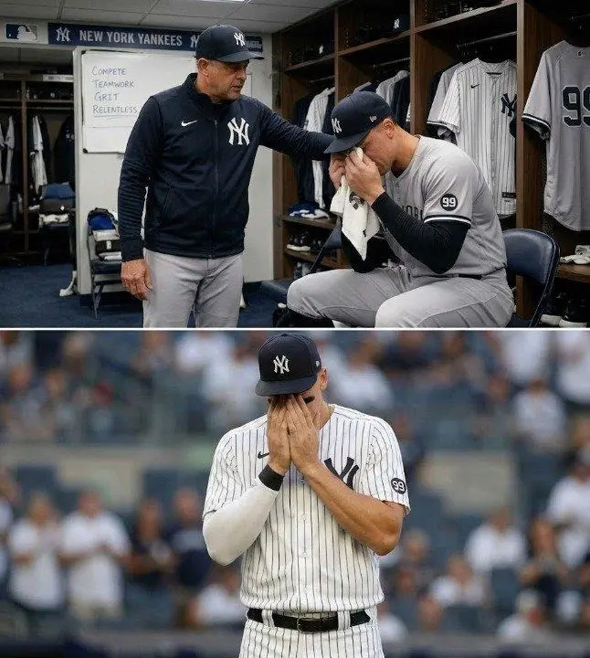 Cover Image for 💔⚾️ “I think I’m dragging the whole team down…” — Aaron Judge is said to have completely broken down after a disappointing run of games with the New York Yankees.