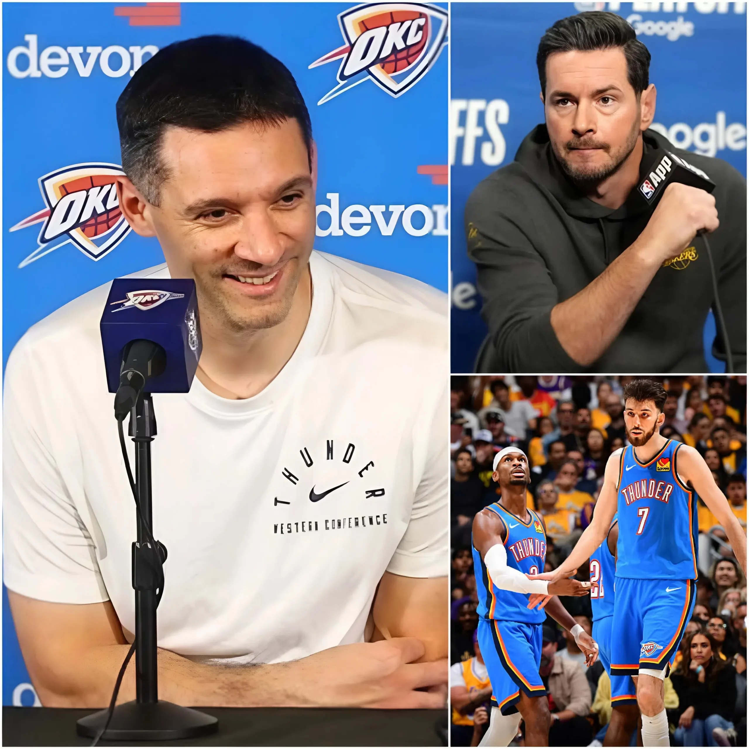 Cover Image for 🚨😏 MOCKING SMILE: After witnessing the Los Angeles Lakers fall to the Oklahoma City Thunder in Game 4 of the NBA Playoffs, Thunder head coach Mark Daigneault reportedly laughed before stating