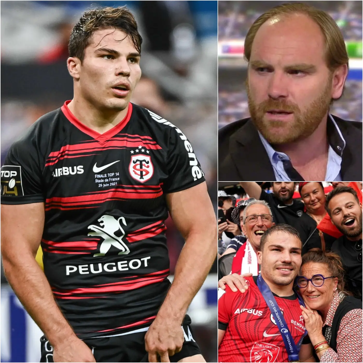 Cover Image for 🚨 “NE TOUCHEZ PAS À MA FAMILLE NI À MA NATION.”» Le capitaine toulousain Antoine Dupont a provoqué un véritable tollé médiatique après une altercation tendue avec Andy Goode, consultant rugby britannique pour Premier Sports