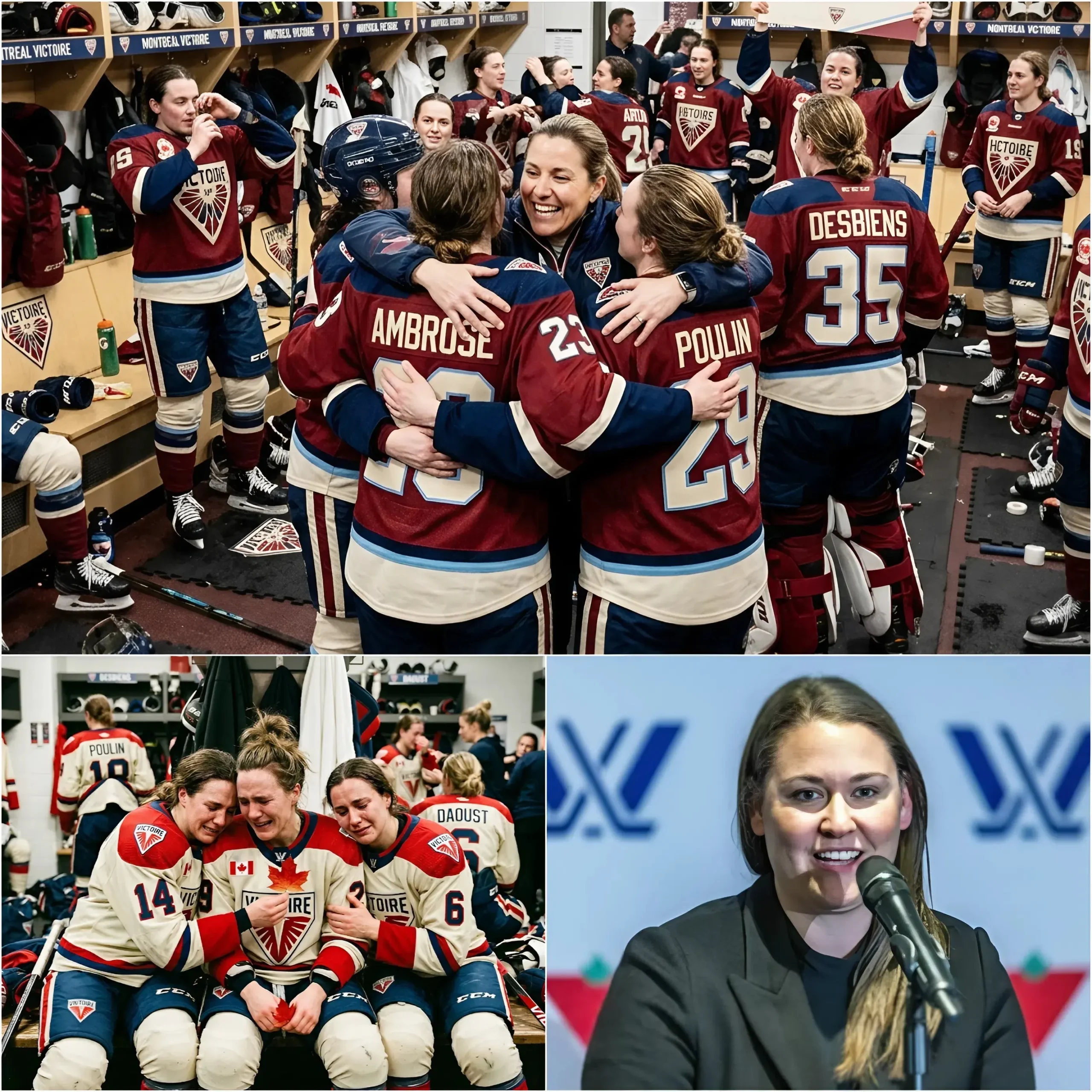 Cover Image for đď¸đĂMOUVANT : Quelques minutes seulement avant le Game 3, alors que toute lâĂŠquipe du Montreal Victoire ĂŠtait encore plongĂŠe dans la pression et un silence tendu, lâentraĂŽneuse principale Kori Cheverie a soudainement demandĂŠ Ă tout le monde de rester dans le vestiaire. Personne ne comprenait ce qui se