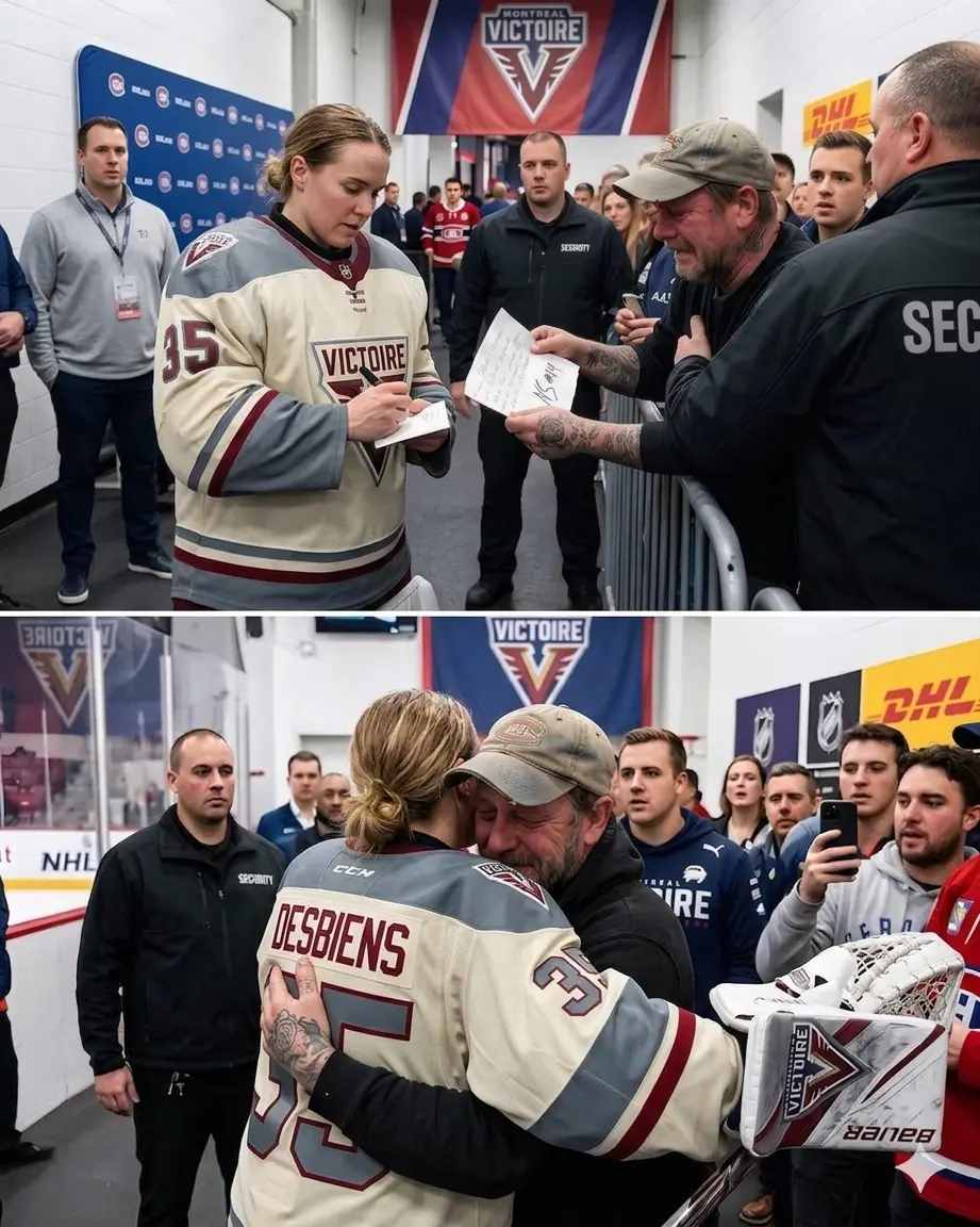 Cover Image for 🏒💙 GESTE MAGNIFIQUE : Malgré une défaite extrêmement douloureuse et de nombreuses critiques après le troisième match contre Ottawa Charge, Ann-Renée Desbiens a montré au monde entier la bonté de son cœur. Juste après la rencontre, les agents de sécurité ont tenté d’empêcher un homme en difficulté de