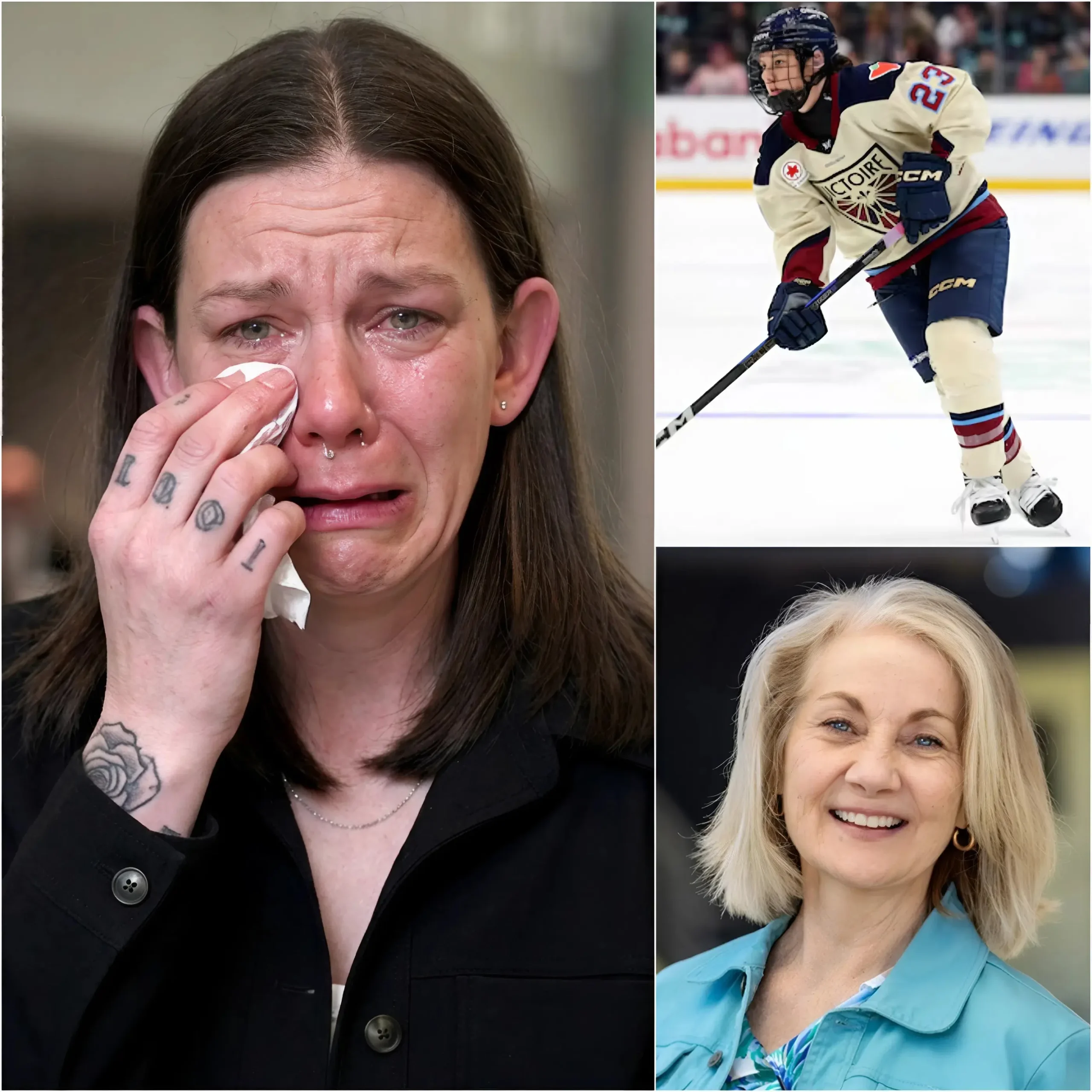 Cover Image for “NOS CŒURS SONT BRISÉS! ” 30 minutes plus tôt, juste après la défaite contre Ottawa Charge, toute l’équipe de Montreal Victoire a adressé ses plus sincères condoléances à la défenseuse Erin Ambrose après avoir appris la triste nouvelle concernant sa mère, et Erin Ambrose l’a également confirmé… 😭
