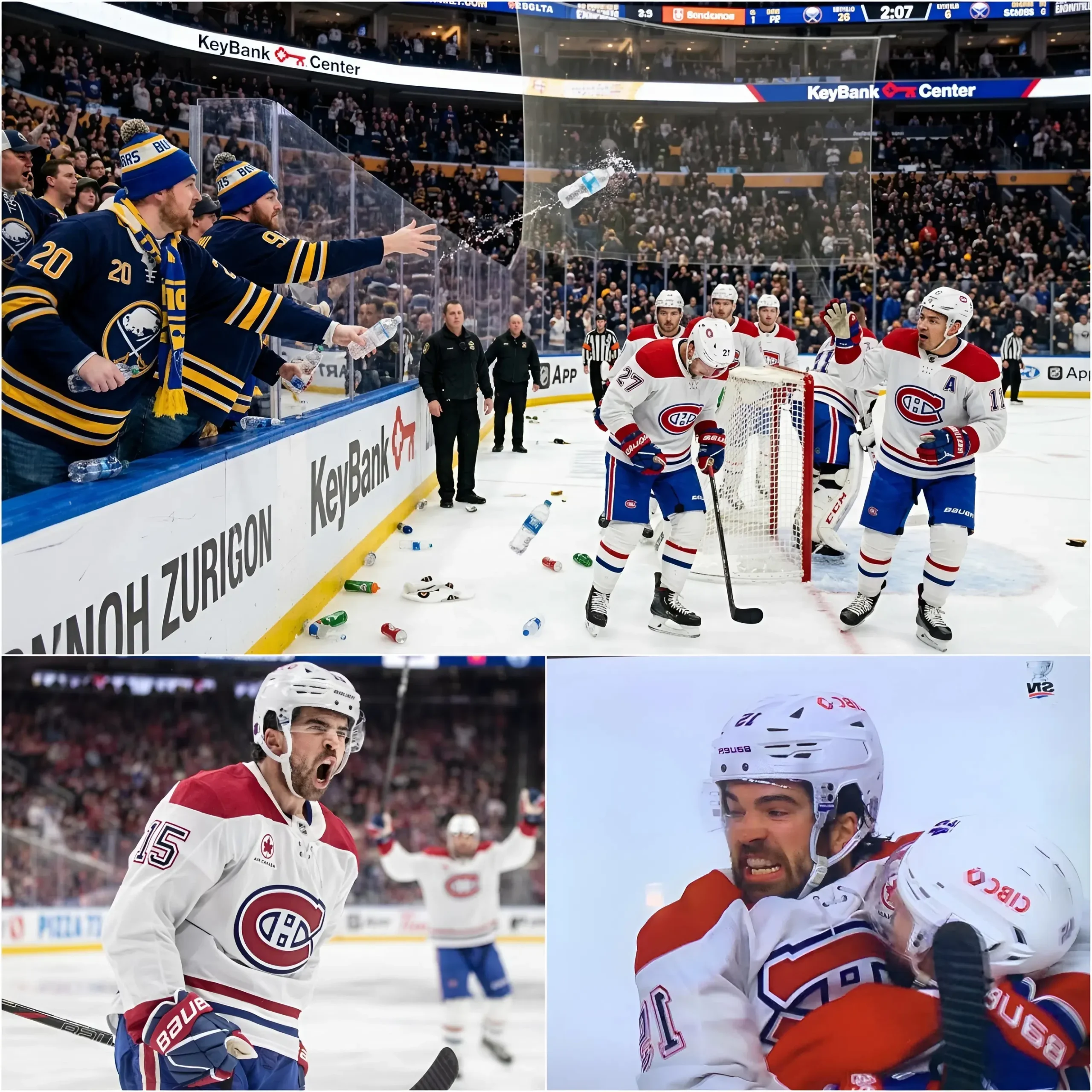 Cover Image for 🔥CHOC : Lors du match 7 extrêmement tendu disputé sur la glace des Buffalo Sabres, Alex Newhook, qui venait de réaliser l’action la plus décisive de la rencontre, a été directement ciblé par un gobelet d’eau