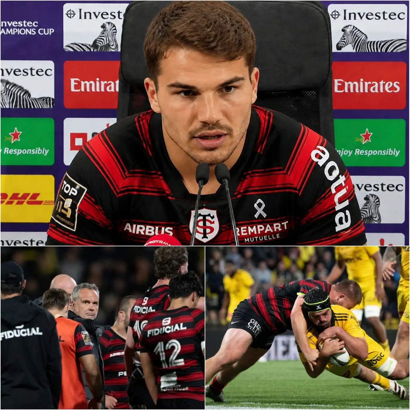 Cover Image for 💥DÉFAITE AMÈRE : Le Stade Toulousain chute 10-38 face à La Rochelle — les mots d’Antoine Dupont résonnent avec force