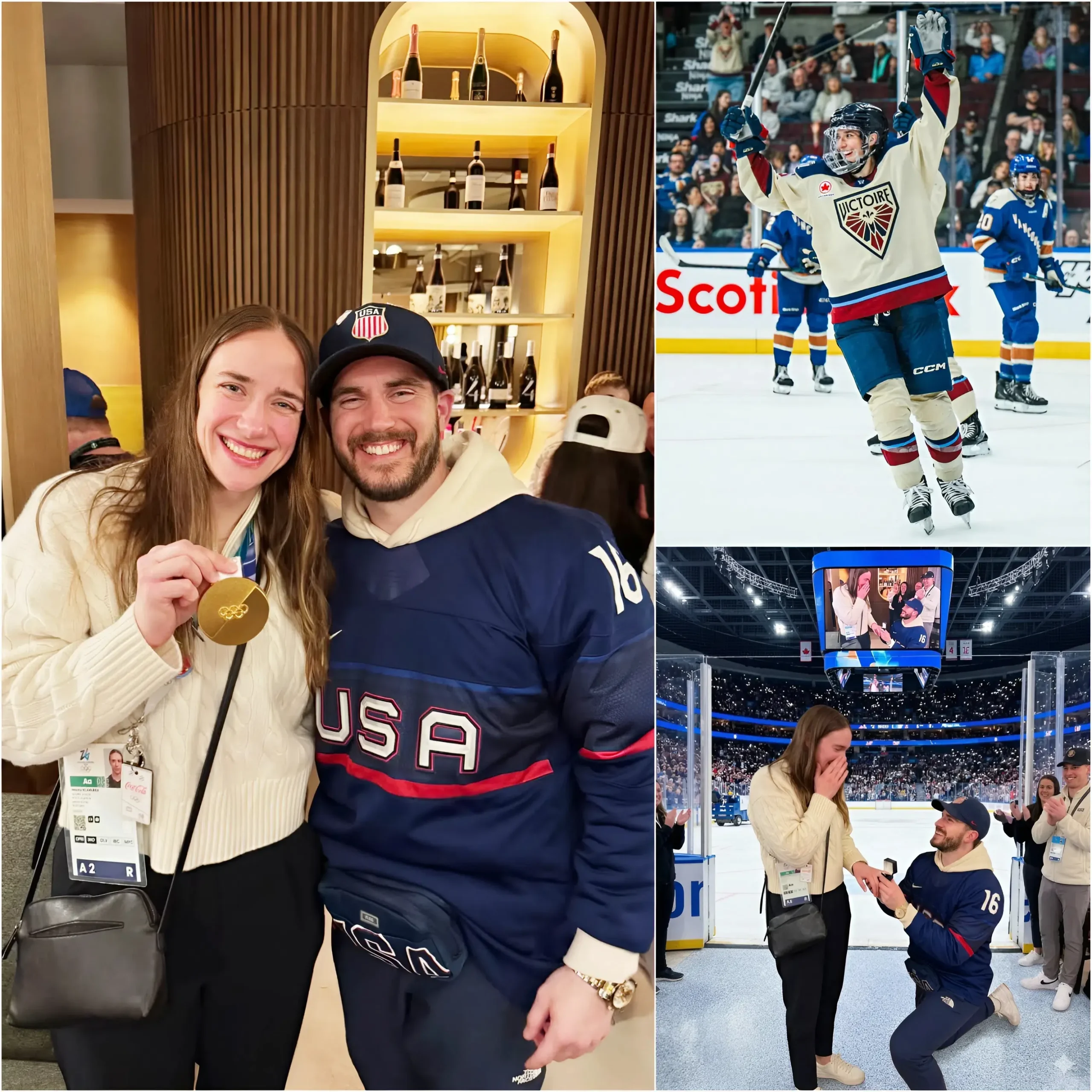 Cover Image for CHOC : Directement sur la glace d’entraînement pour le prochain match 4, le petit ami de Hayley Scamurra, Nick Stoop, s’est discrètement avancé vers elle, tenant une petite boîte à la main.