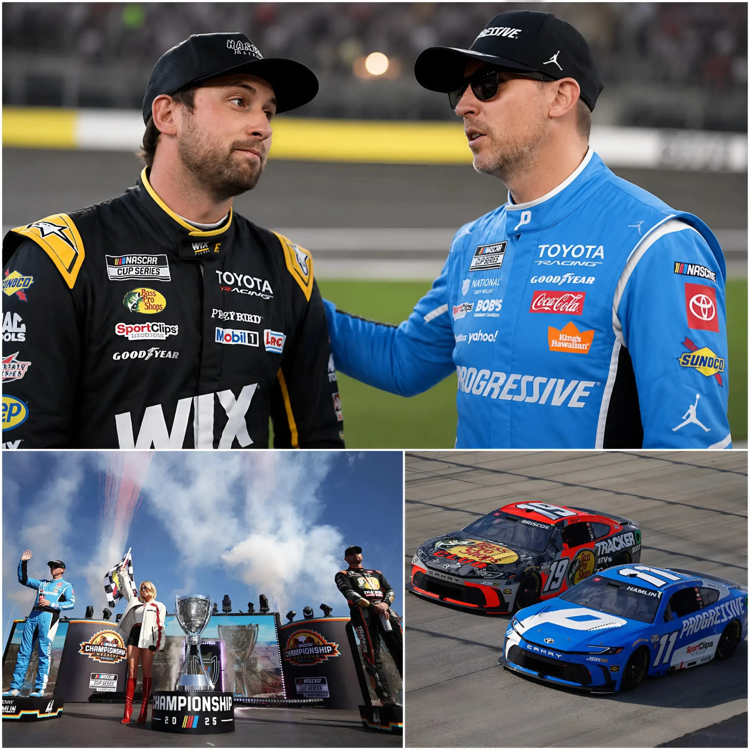 Cover Image for đ âSupport him, he did nothing wrong.â After his defeat at the 2026 All-Star Race, Denny Hamlin left the entire crowd stunned when he approached Chase Briscoe without any sign of blame or anger â instead