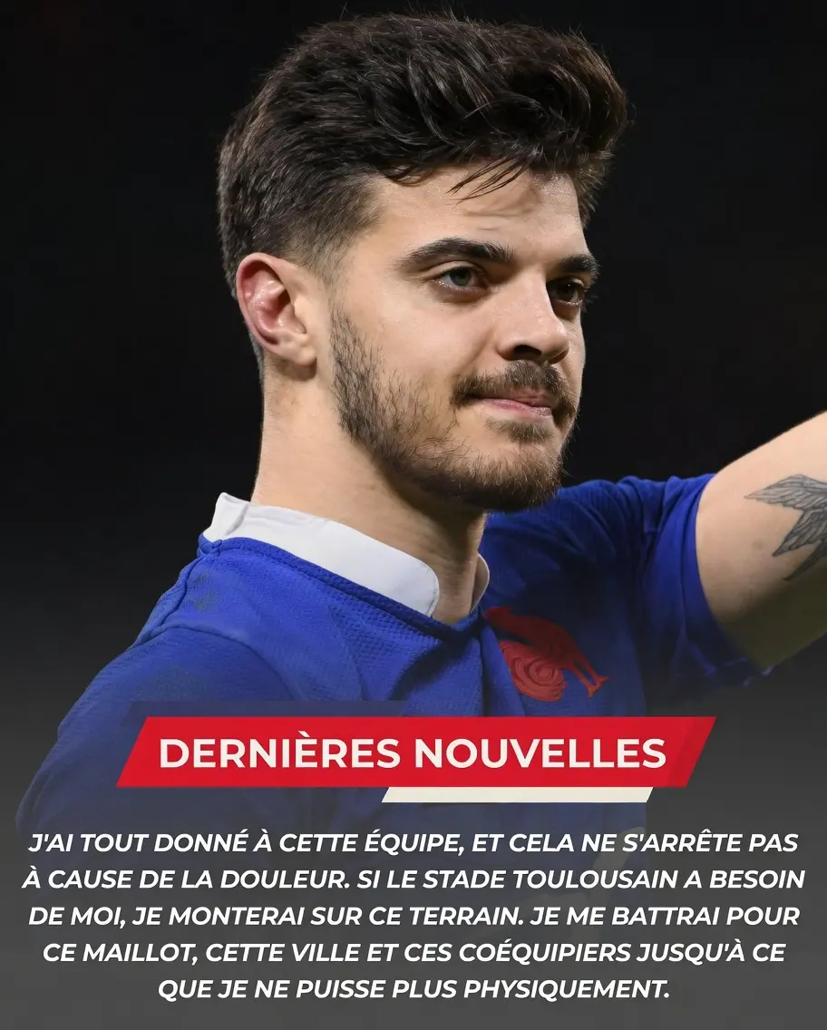 Cover Image for đINFO CHOC IL Y A 5 MINUTES : MalgrĂ© des avertissements mĂ©dicaux urgents lui conseillant de se reposer pour le reste de la saison, Romain Ntamack a prononcĂ© sept mots puissants qui ont secouĂ© le vestiaire aprĂšs le match contre le Stade Rochelais