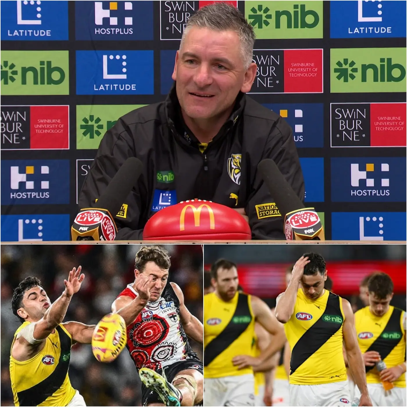 Cover Image for đĄâ«BREAKING NEWS: Following a series of consecutive losses, Tim Taranto unexpectedly announced his withdrawal from Round 11 against Essendon.