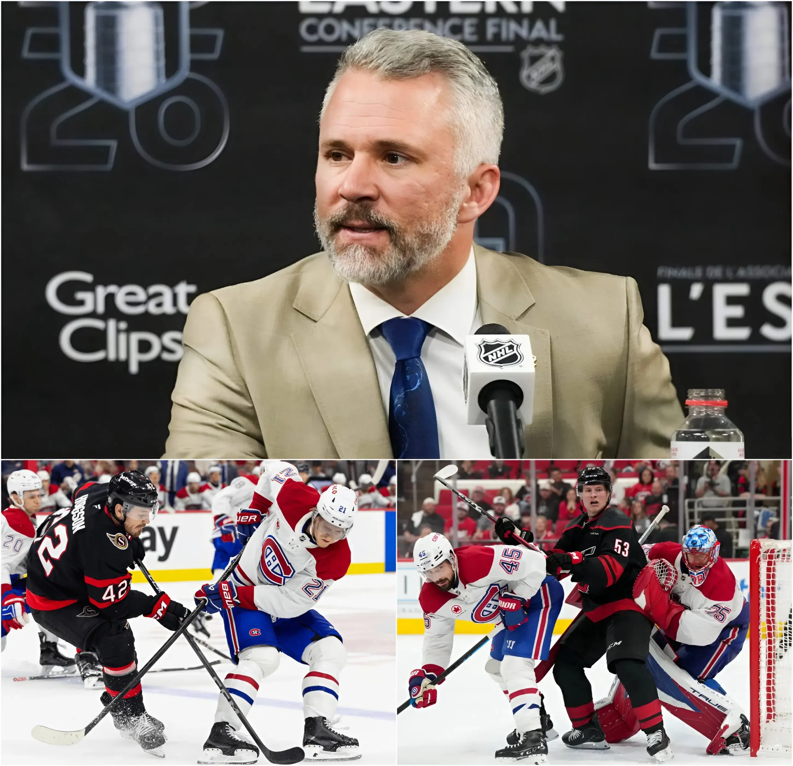 Cover Image for 🚨🔥 « IL EST TROP JEUNE POUR EXPÉRIMENTER. » — Après la défaite chaotique des Canadiens de Montréal (3-2) face aux Hurricanes de la Caroline, l’entraîneur Martin St. Louis a stupéfié la salle de presse du Centre Bell en admettant avoir « tenté quelque chose trop tôt » avec l’alignement des Canadiens pour les séries éliminatoires.
