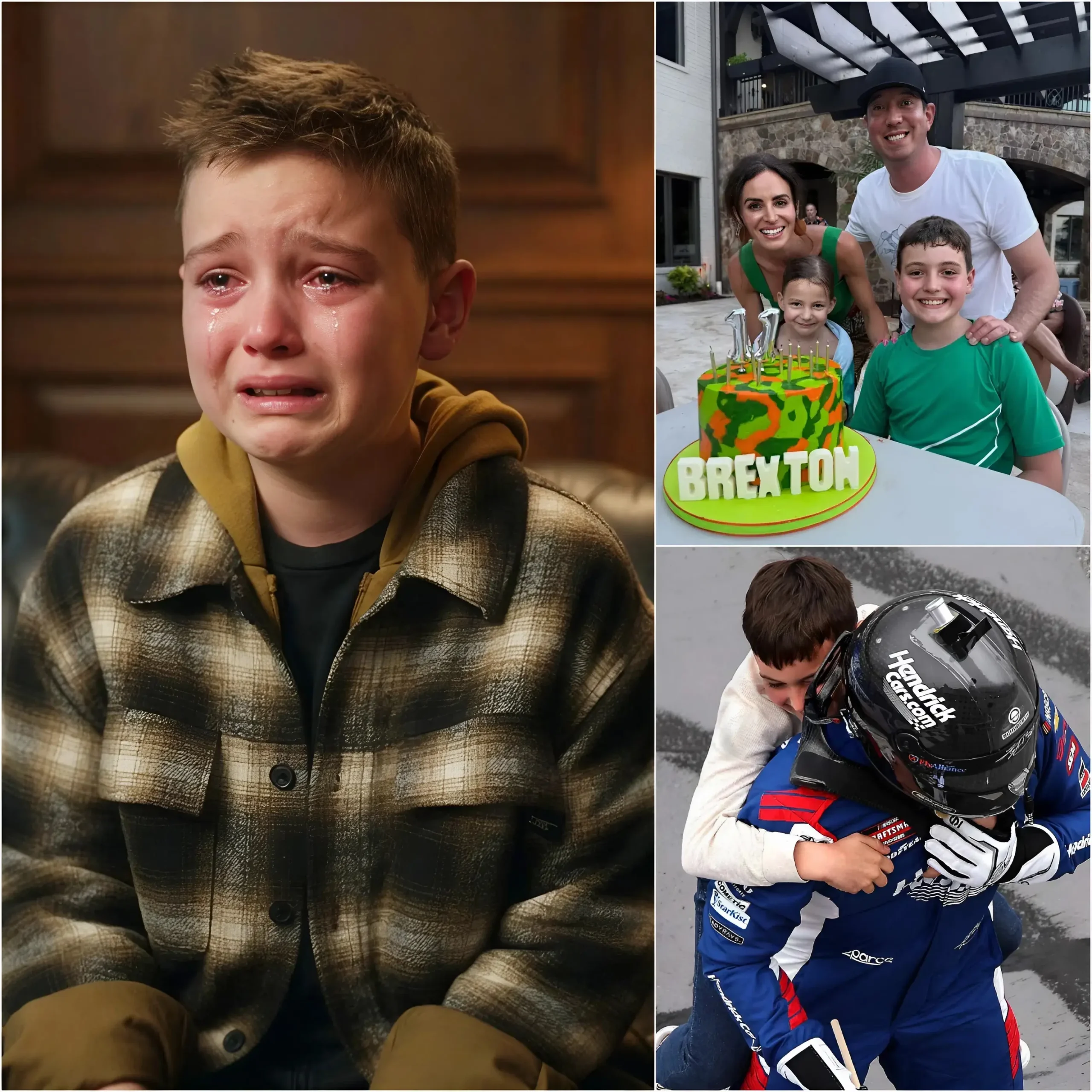 Cover Image for “Dad! You haven’t kept your promise to me yet 💔…” Eleven-year-old Brexton Busch, the son of Kyle Busch, appeared in a family interview, standing beside his father’s No. 8 racing suit. The boy clutched the suit tightly, his eyes red and filled with tears streaming down his cheeks.