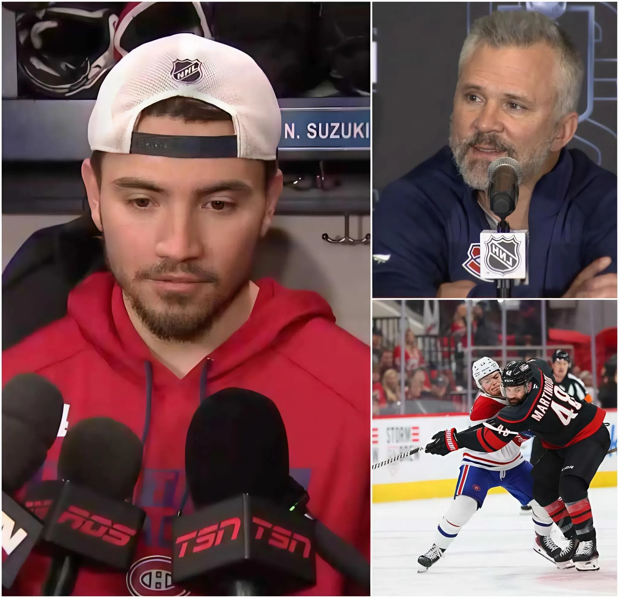 Cover Image for 🔥DERNIÈRE MINUTE (IL Y A 30 MINUTES) : Nick Suzuki a pris l’initiative d’assumer l’entière responsabilité de la défaite 2-3 contre les Hurricanes de la Caroline, présentant ses sincères excuses à tous les partisans du Canadien