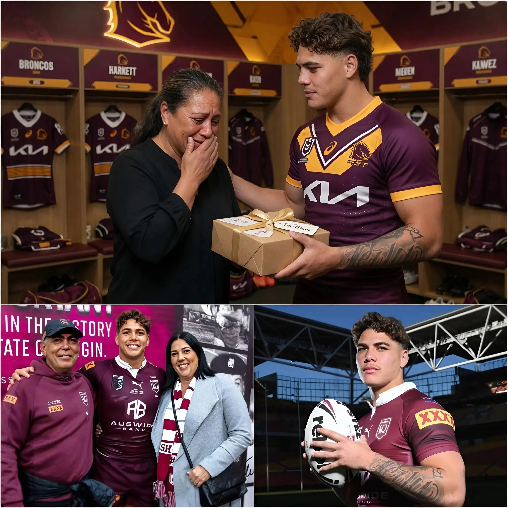 Cover Image for ❤️ A TOUCHING MOMENT: Reece Walsh surprises the entire NRL… and brings everyone to tears with a “special” gift he reportedly prepared for his mother in the Brisbane Broncos locker room! 😳🏉