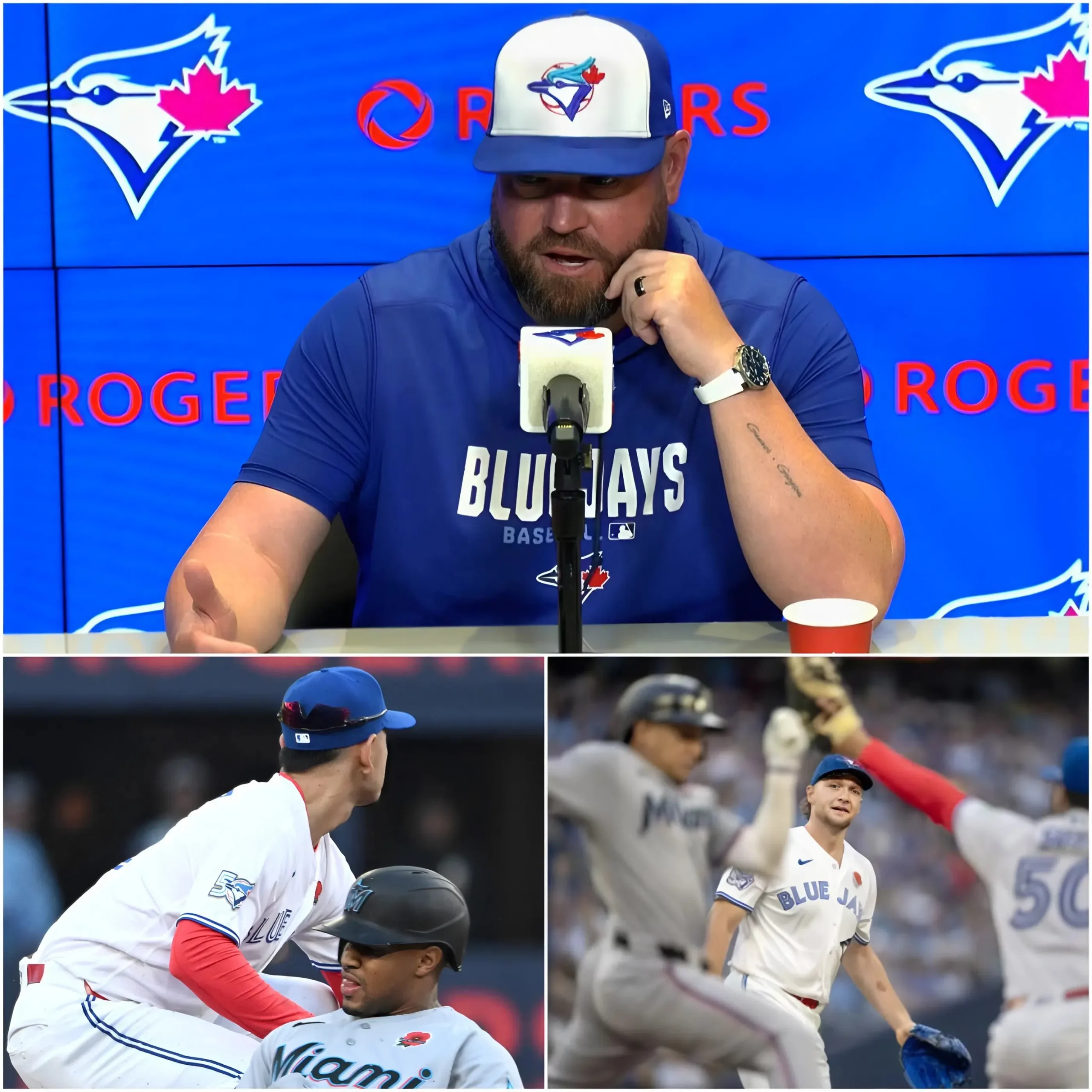 Cover Image for “THEY ARE A BUNCH OF TRAITOROUS BLACK SHEEP, I COULDN’T DO ANYTHING MORE…”. Blue Jays head coach John Schneider was extremely furious during the press conference after Game 2 against the Miami Marlins.