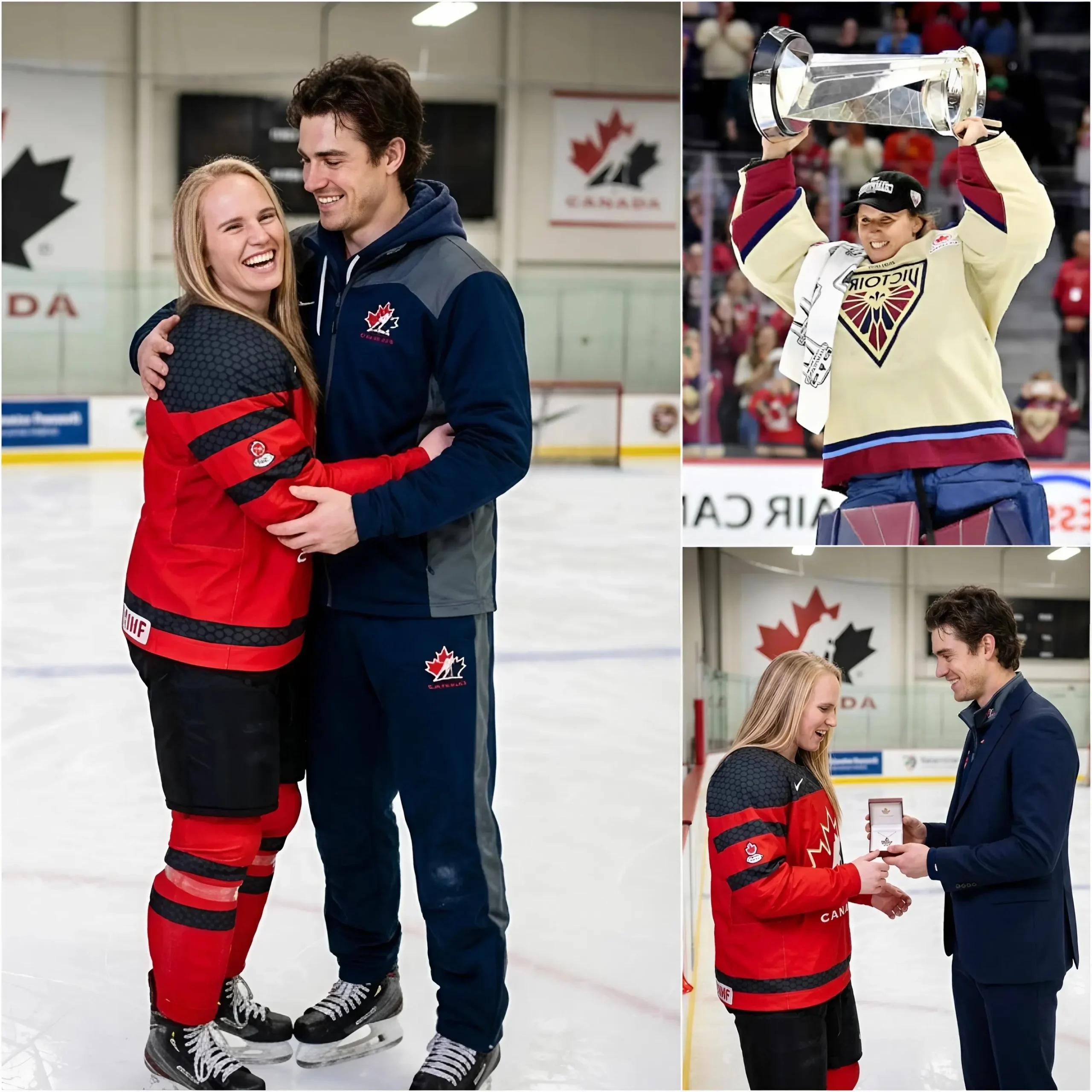 Cover Image for 💥🔥 Juste après la finale de la Walter Cup 2026, les Montreal Victoire viennent d’être sacrées championnes. La Place Bell, à Laval, explose encore sous les acclamations. Ann-Renée Desbiens vient d’être élue meilleure gardienne des séries éliminatoires. Elle se tient au centre de la patinoire, encore