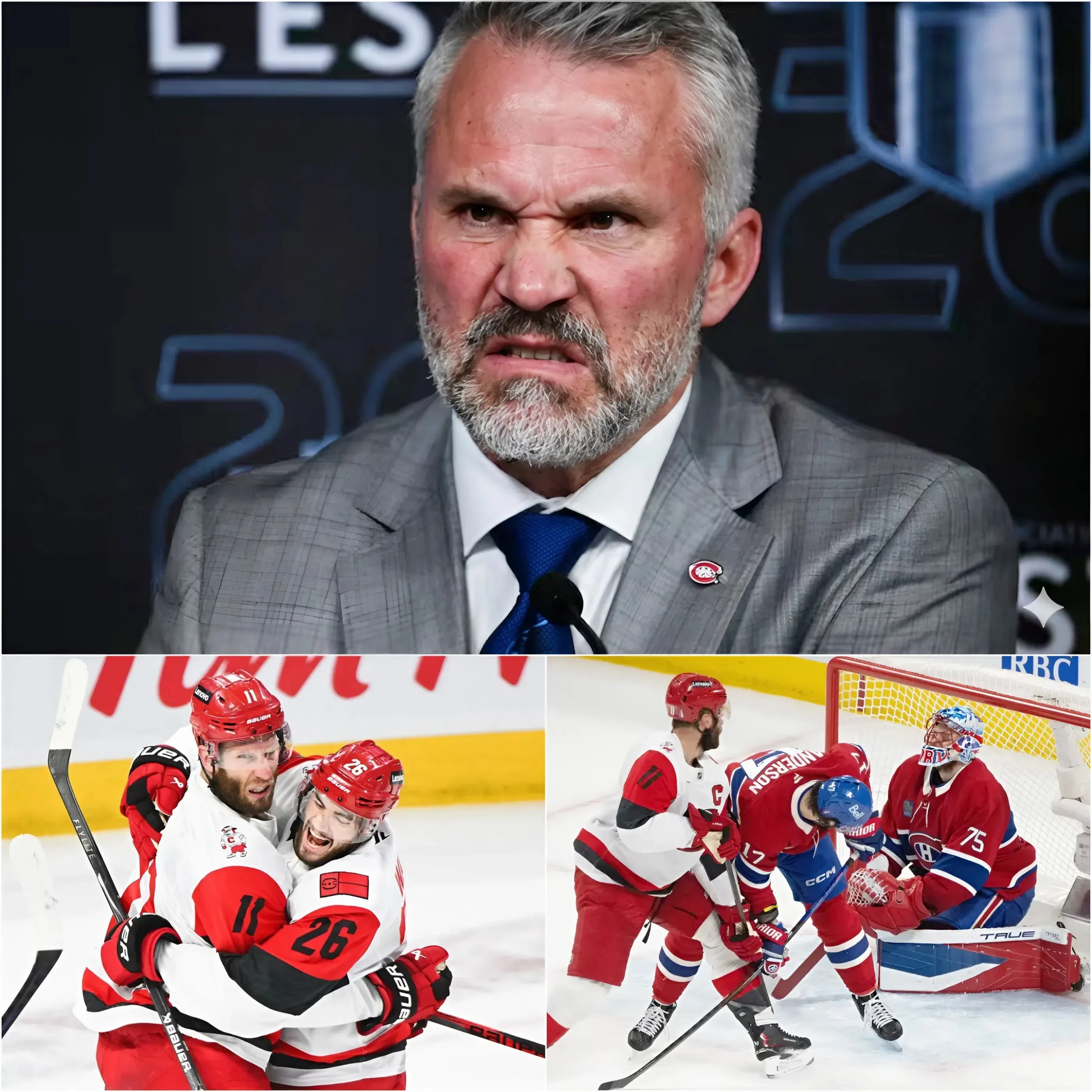Cover Image for 🚨EXPLOSION : Après plus de 8 heures de silence total, l’entraîneur Martin St. Louis a organisé une conférence de presse d’urgence et a lancé des accusations retentissantes, dénonçant une tricherie flagrante des Carolina Hurricanes après le match 4. Le premier but en supériorité numérique de
