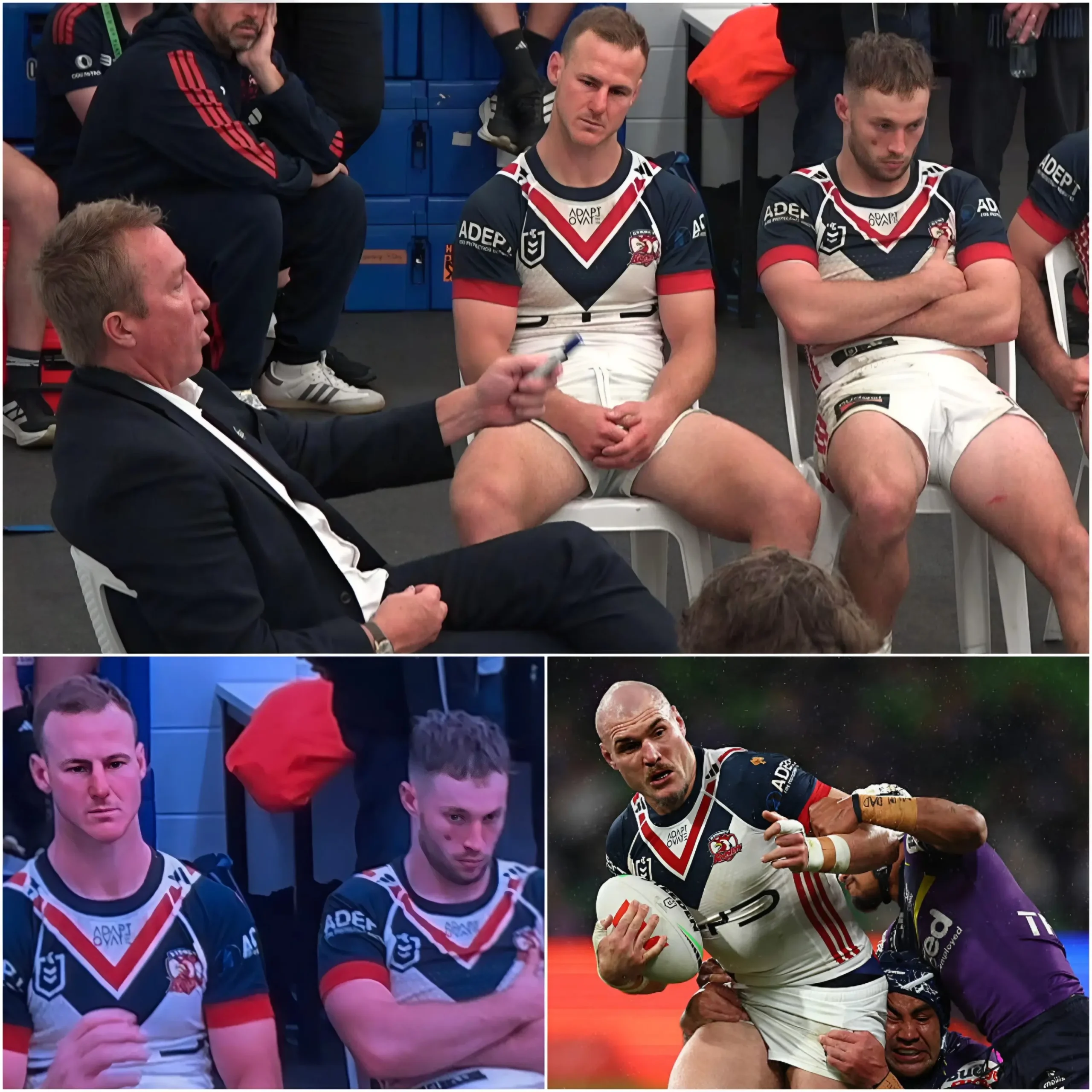 Cover Image for LEAKED🔴: A rare behind-the-scenes locker room video from the Sydney Roosters following their defeat against the Storm has been leaked.
