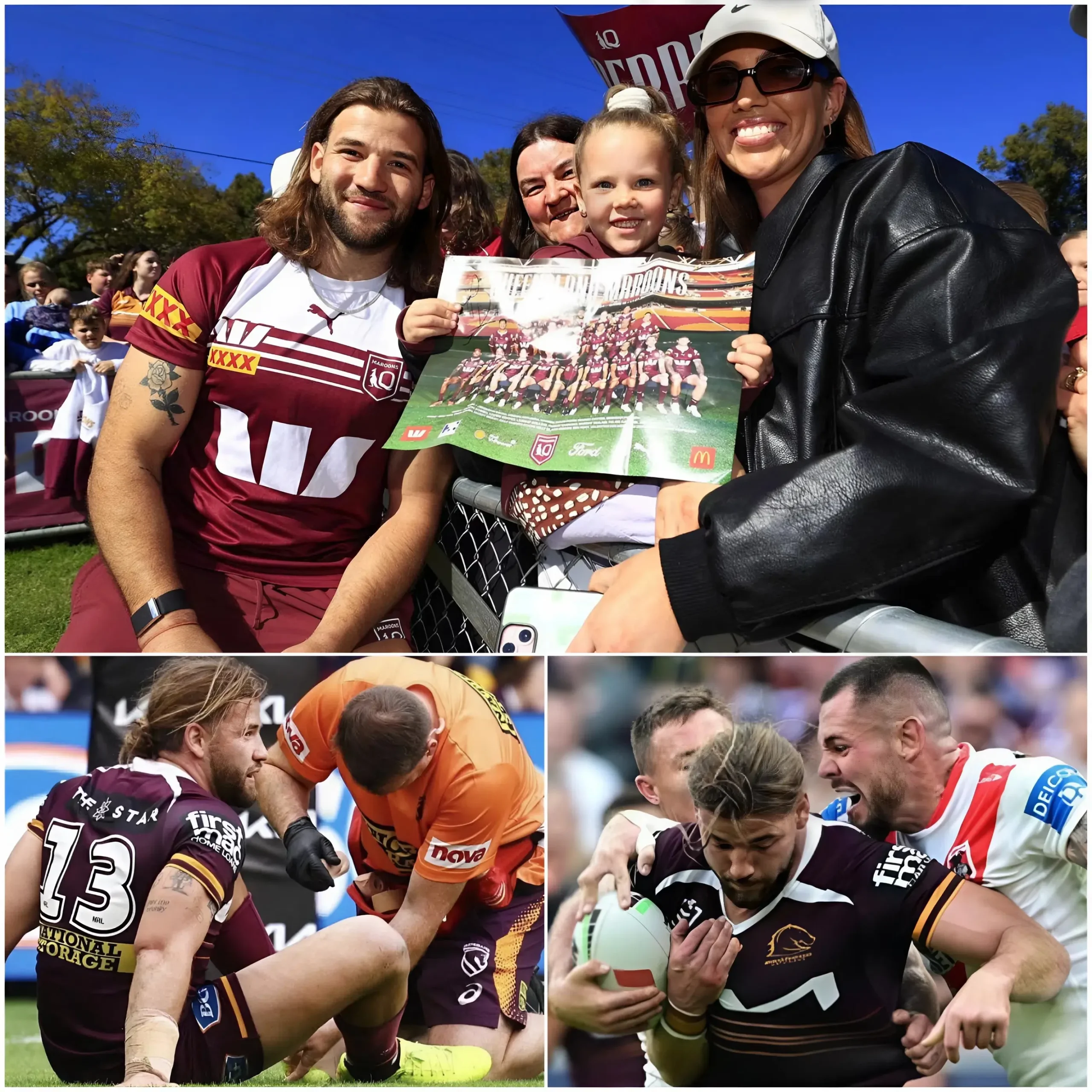 Cover Image for 🔴10 MINUTES AGO: The wife of Australian star Patrick Carrigan has tearfully updated her husband’s injury situation. A statement that has shocked Brisbane Broncos fans regarding his condition after the match against the Dragons. In last weekend’s game, Carrigan played very well but suffered a SERIOUS INJURY, and his current health status is now very… See details below 👇👇