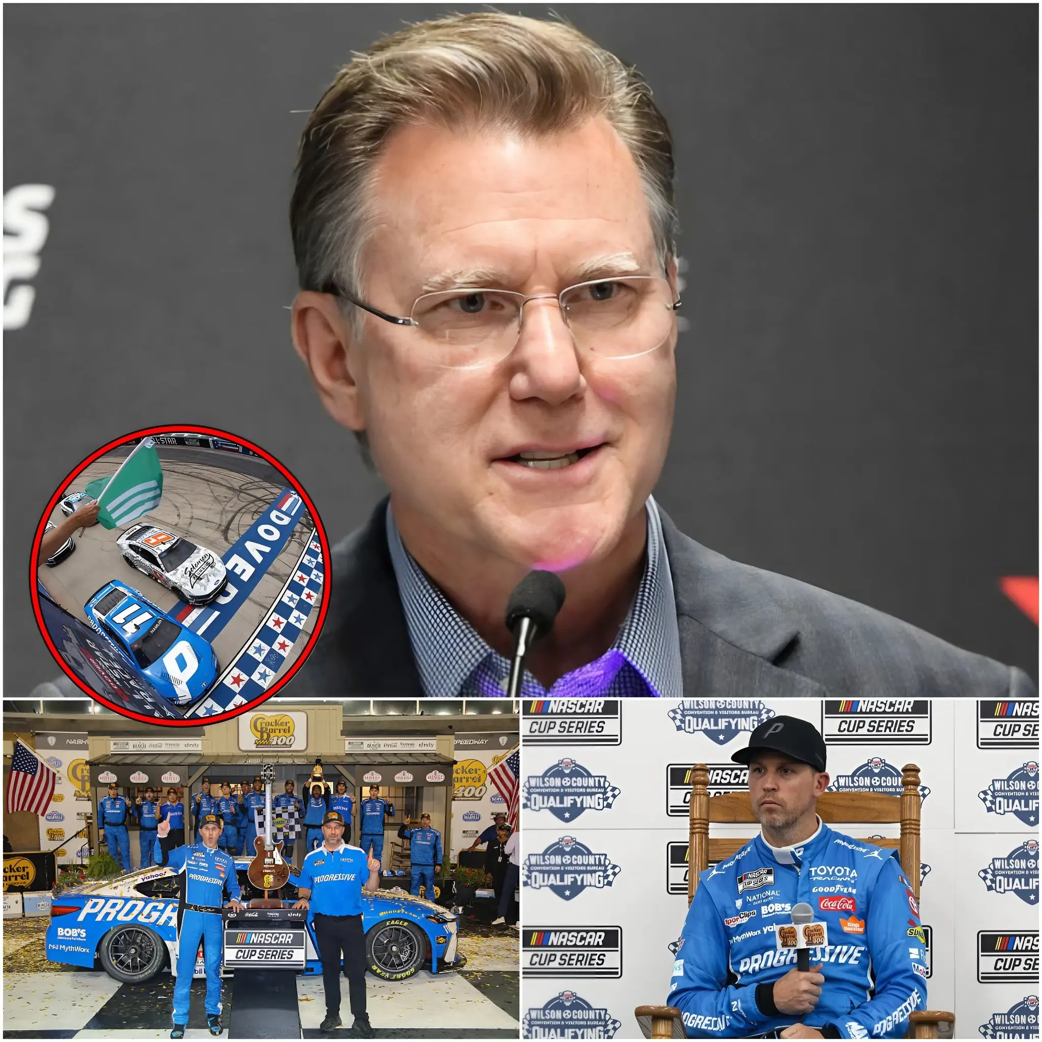 Cover Image for 🏁CONFIRMED🔴 NASCAR ANNOUNCES PENALTY after Denny Hamlin’s illegal win after allegations of cheating to gain winning advantage at Denny Hamlin wins Cracker Barrel 400 at Nashville!👇