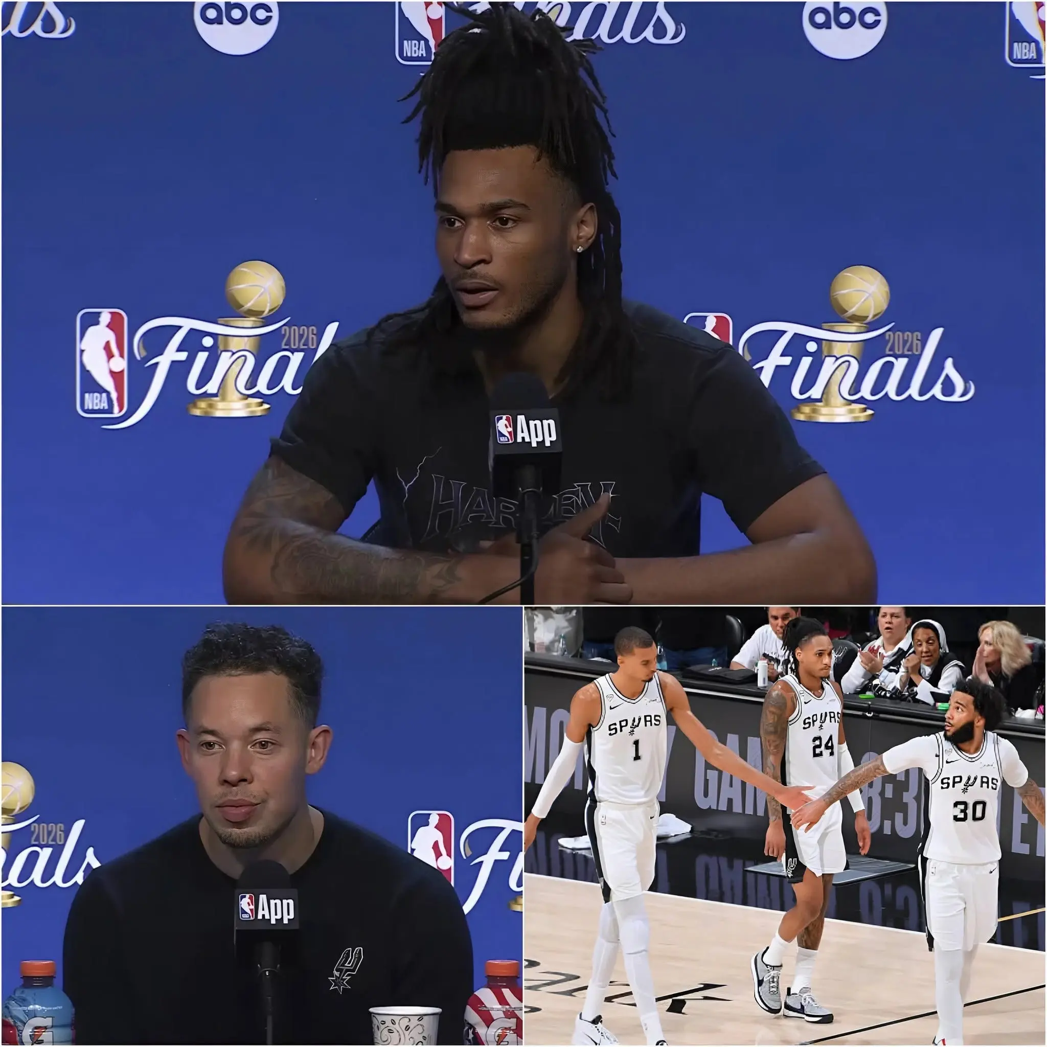 Cover Image for 🏀🚨 “I DEMAND THAT HE BE REMOVED FROM THE TEAM IMMEDIATELY!” Stephon Castle, a rising star for the San Antonio Spurs, reportedly publicly called for the removal of a key teammate following the team’s heartbreaking 104–105 loss to the New York Knicks in Game 2 of the NBA Finals.