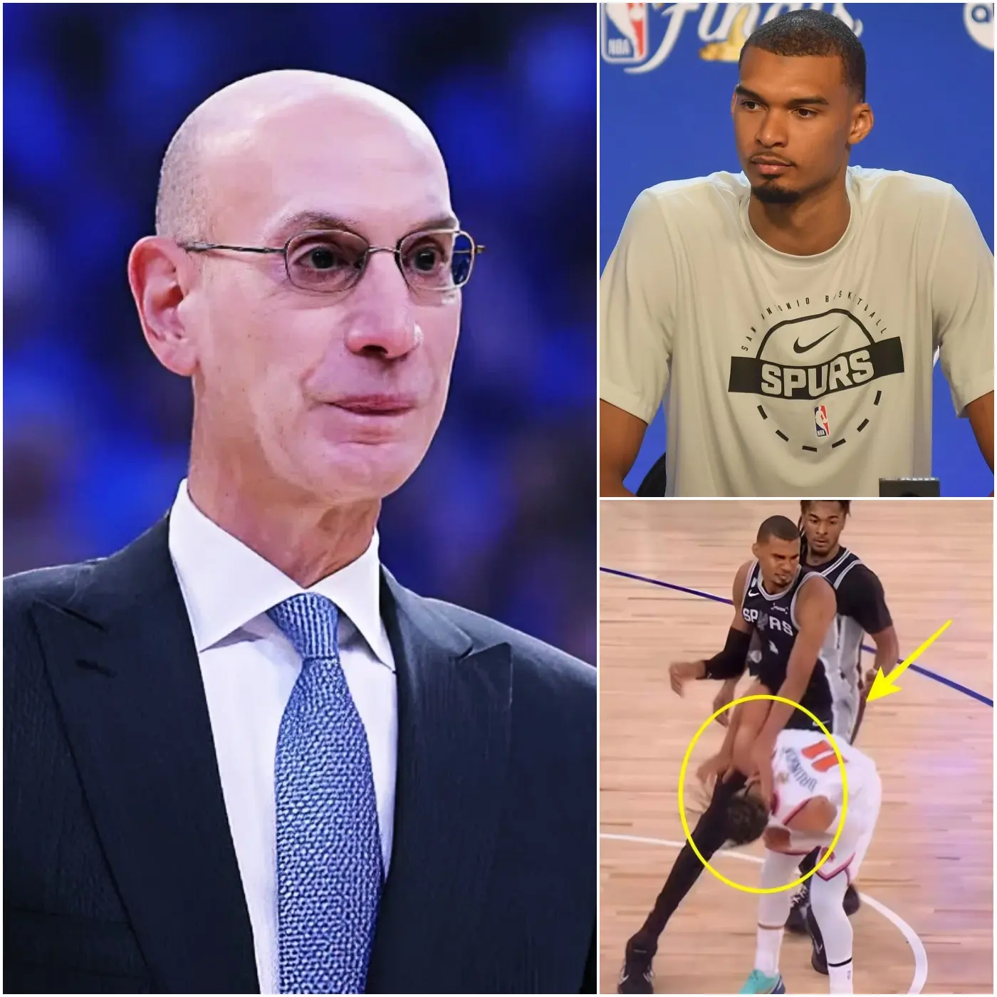 Cover Image for 🚨🚨 5 MINUTES AGO: In a highly controversial game, the NBA Commissioner unexpectedly handed down the harshest penalty in league history to Victor Wembanyama, star of the San Antonio Spurs.
