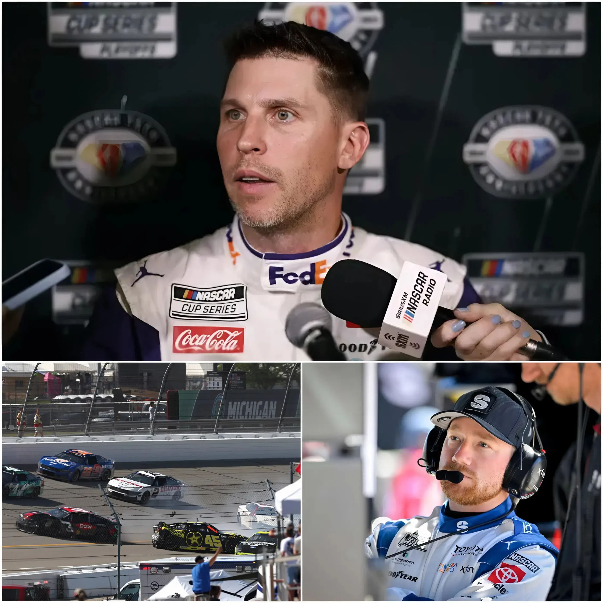 Cover Image for 🏁🔥 “IT’S ALL OVER…” — In a statement that has shocked the entire NASCAR world, Denny Hamlin is reportedly set to leave the NASCAR Cup Series immediately after a dominant victory in his latest race. Speaking in front of the media, the veteran driver struggled to hold back his emotions as he explained his decision