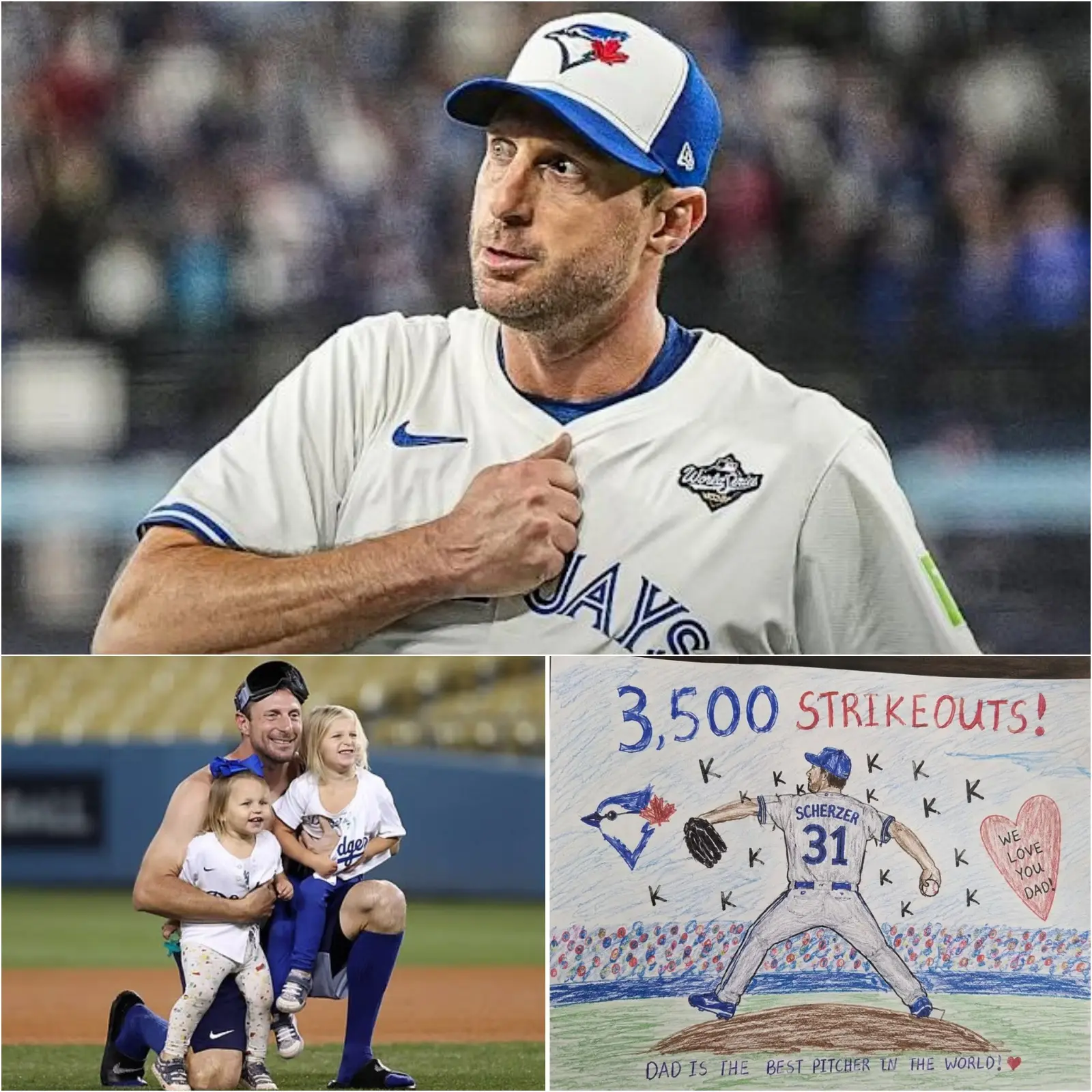 Cover Image for “A Family Moment Melts MLB Fans’ Hearts” Max Scherzer’s Daughter Draws Touching Picture for Dad After Max Scherzer achieved 3,500 strikeouts – one of the greatest milestones in MLB history
