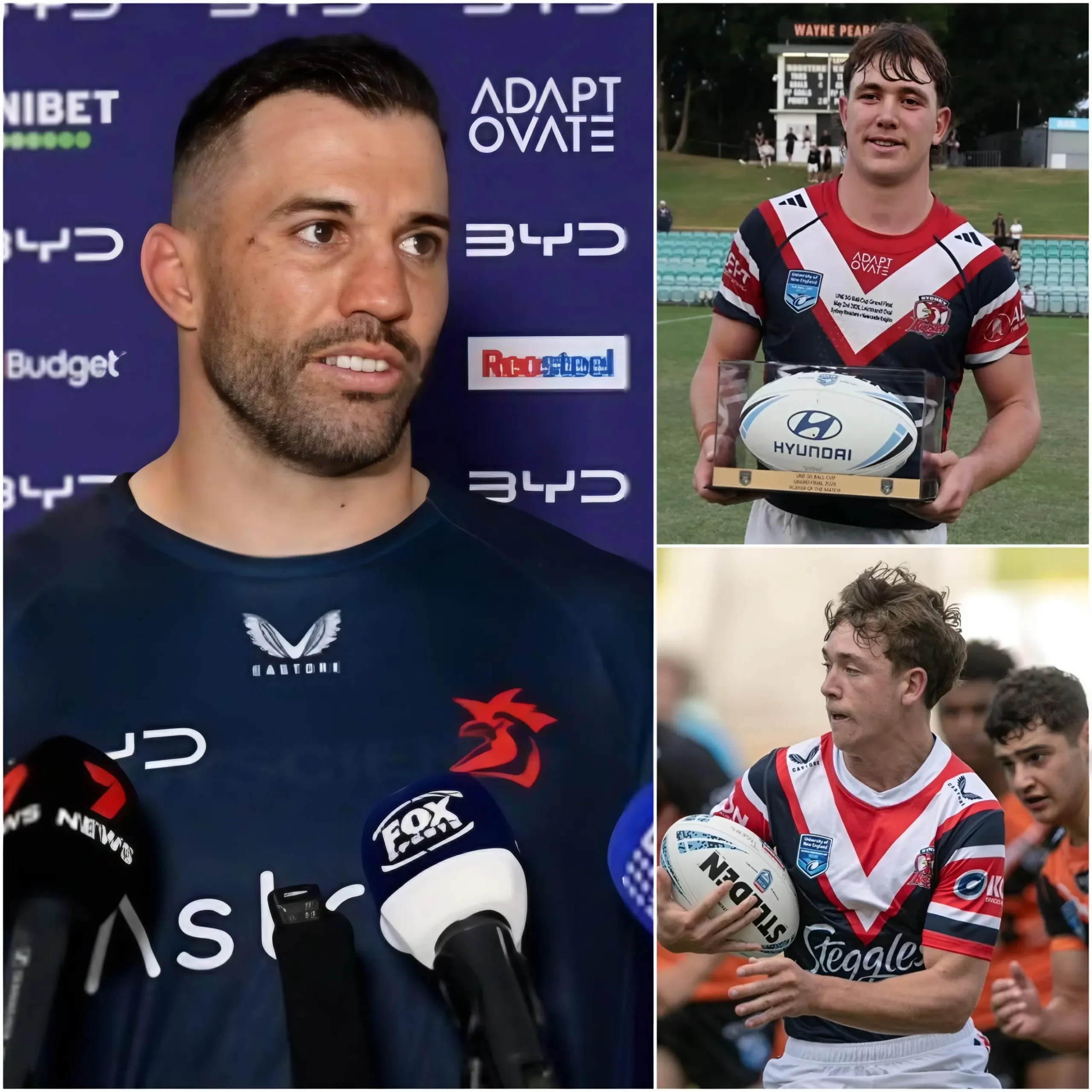 Cover Image for 🚨🏉 Young gun Rex Bassingthwaighte is on the verge of making his highly anticipated NRL debut for the Sydney Roosters—and behind his booming confidence is a massive driving force from Captain James Tedesco.