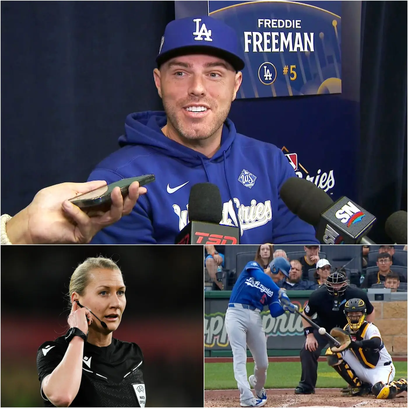 Cover Image for “THOSE WHO CRITICIZE THE UMPIRE REALLY DON’T UNDERSTAND BASEBALL!” — Dodgers star Freddie Freeman sparked a major controversy when he publicly responded to Pirates complaints about umpires after their 8-6 victory