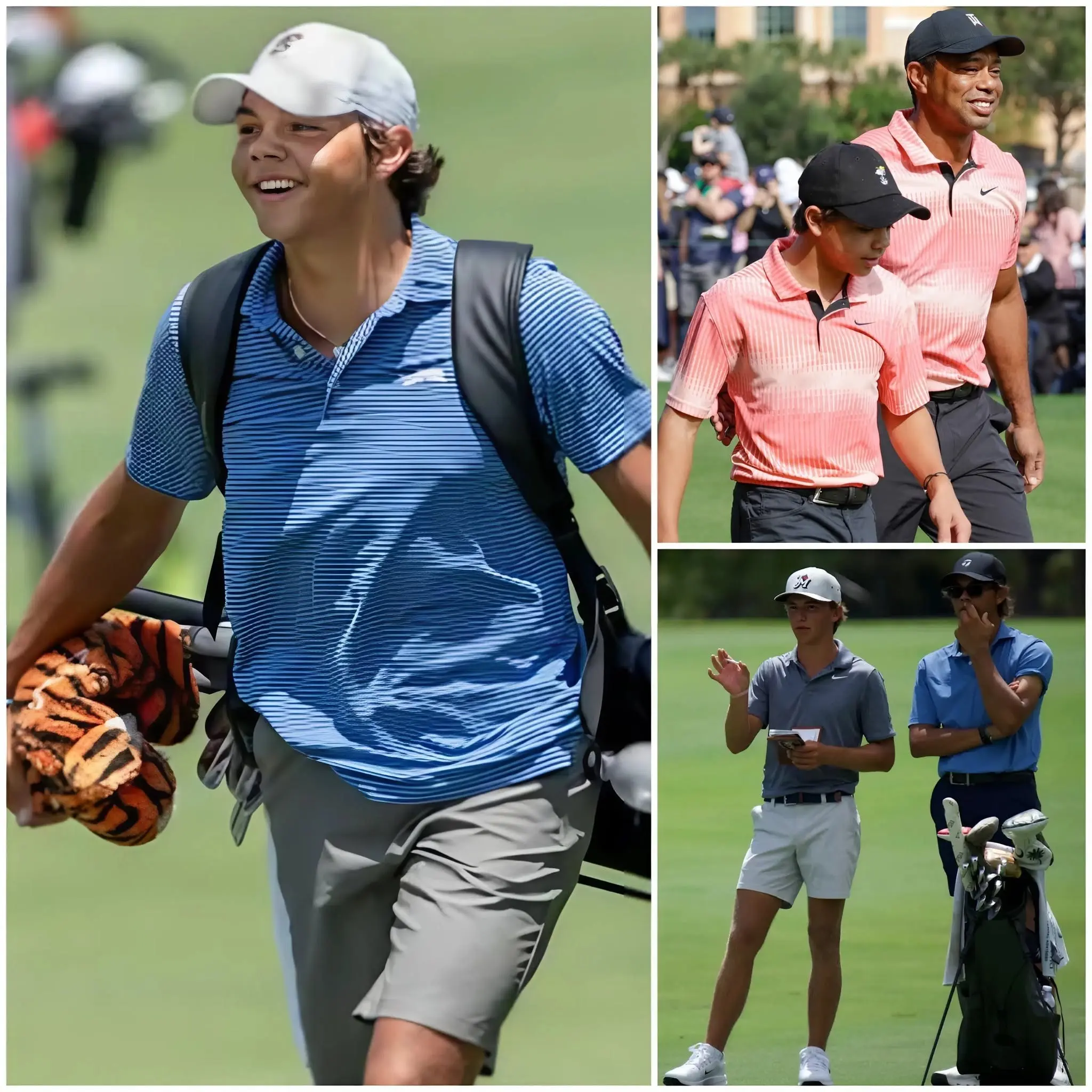 Cover Image for 🚨Tiger Woods’ son has stunned the American junior golf world after unexpectedly appearing as a caddie for one of his own direct rivals.