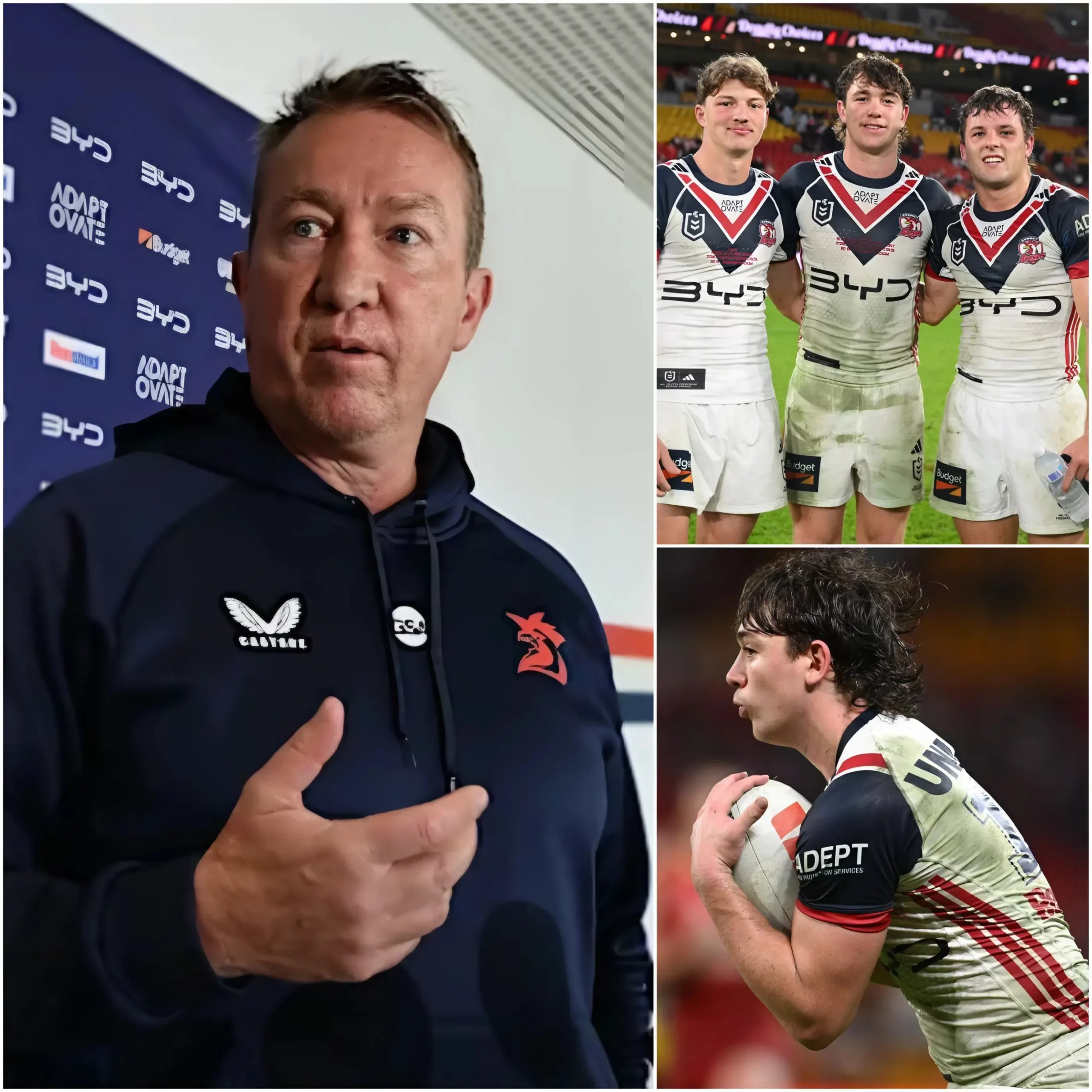 Cover Image for 🏉🗣️ “I believe he’s the future of this club…” — Despite the Roosters’ disappointing loss to the Dolphins, Trent Robinson couldn’t stop talking about one young player who caught his attention for all the right reasons.