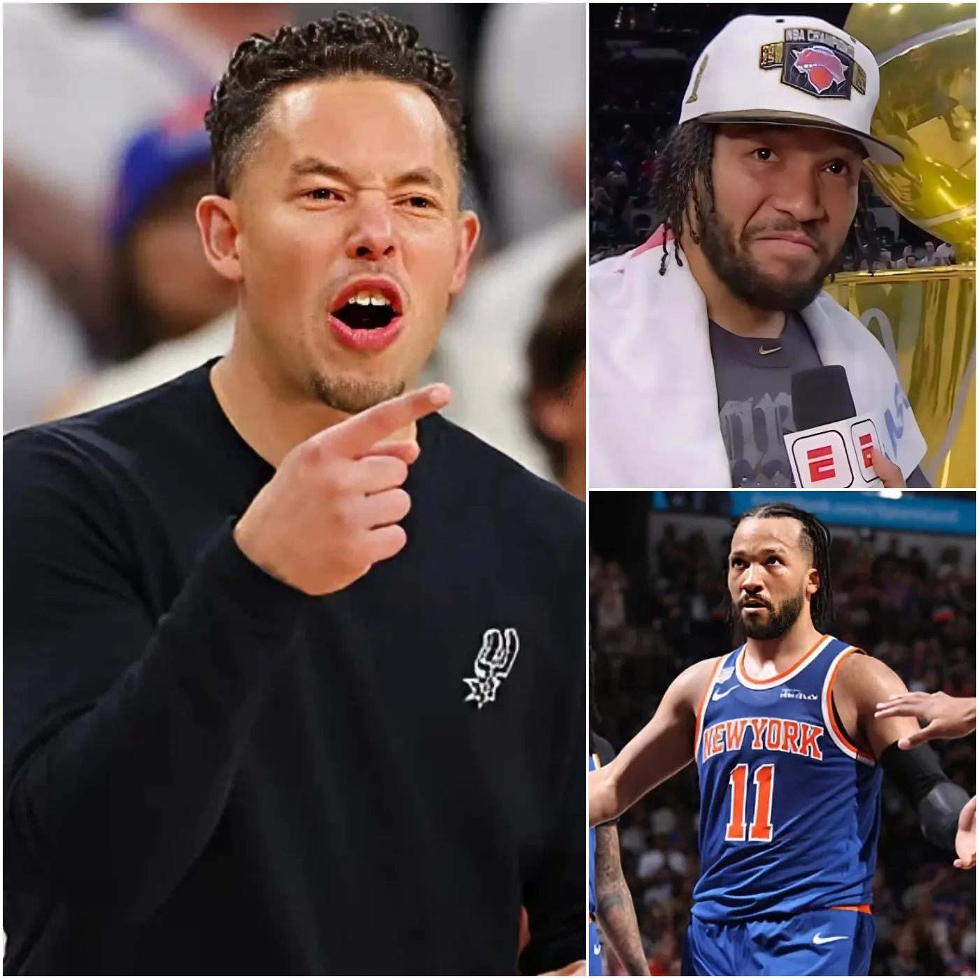 Cover Image for 🛑🏀 BREAKING NEWS: After losing the championship, Mitch Johnson, head coach of the San Antonio Spurs, shouted: “HE IS A CHEATER!” Following Game 5 against the New York Knicks, he accused Jalen Brunson of using doping during the third quarter.