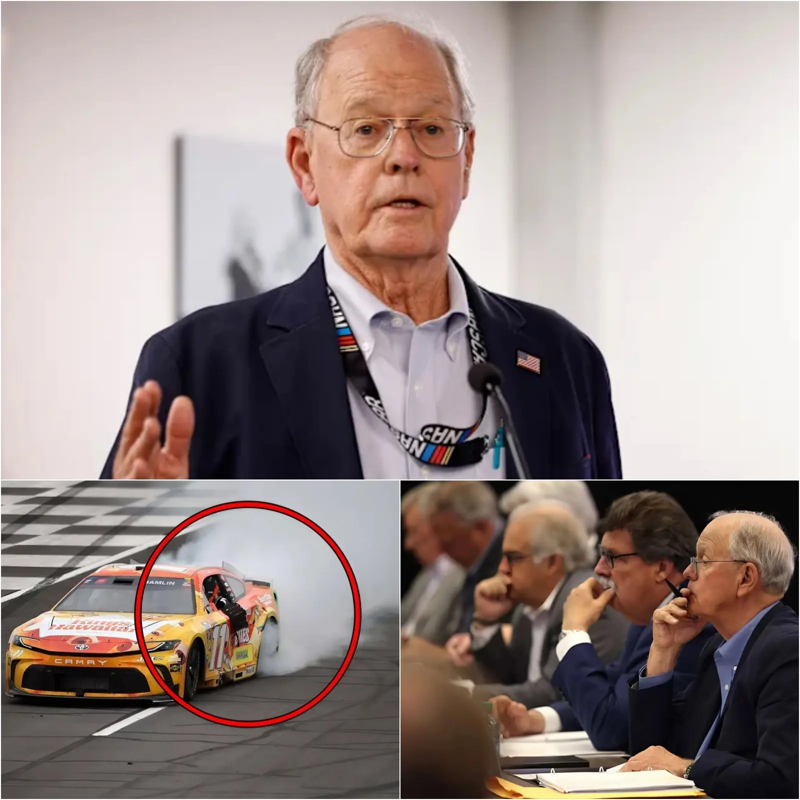 Cover Image for “WE HAVE ENOUGH EVIDENCE OF HIM” After a day of investigation, NASCAR officially announced the results regarding Denny Hamlin’s car and engine at the Great American Getaway 400.
